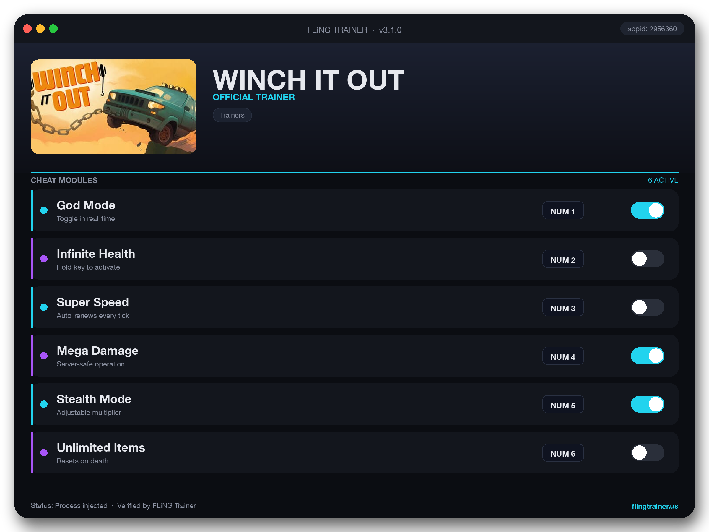 WINCH IT OUT Trainer interface