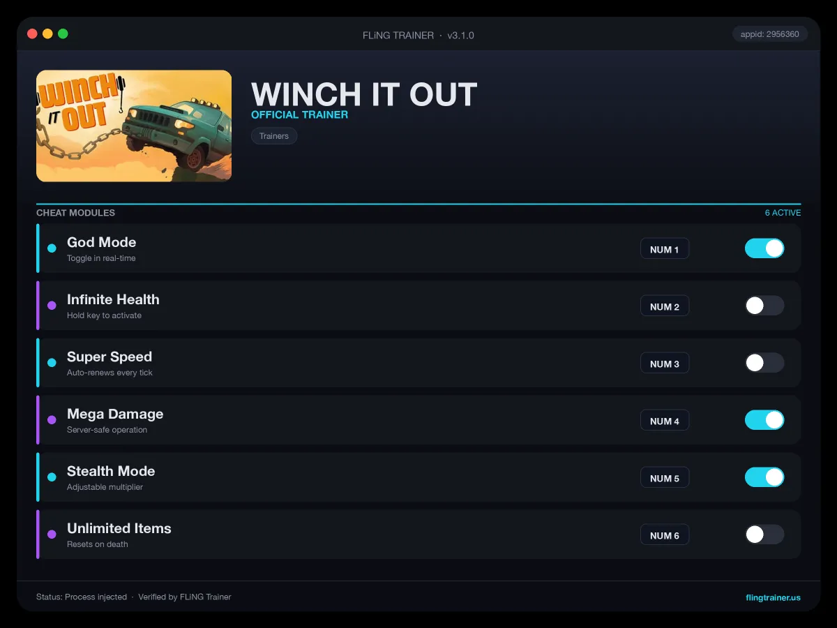 WINCH IT OUT Trainer interface