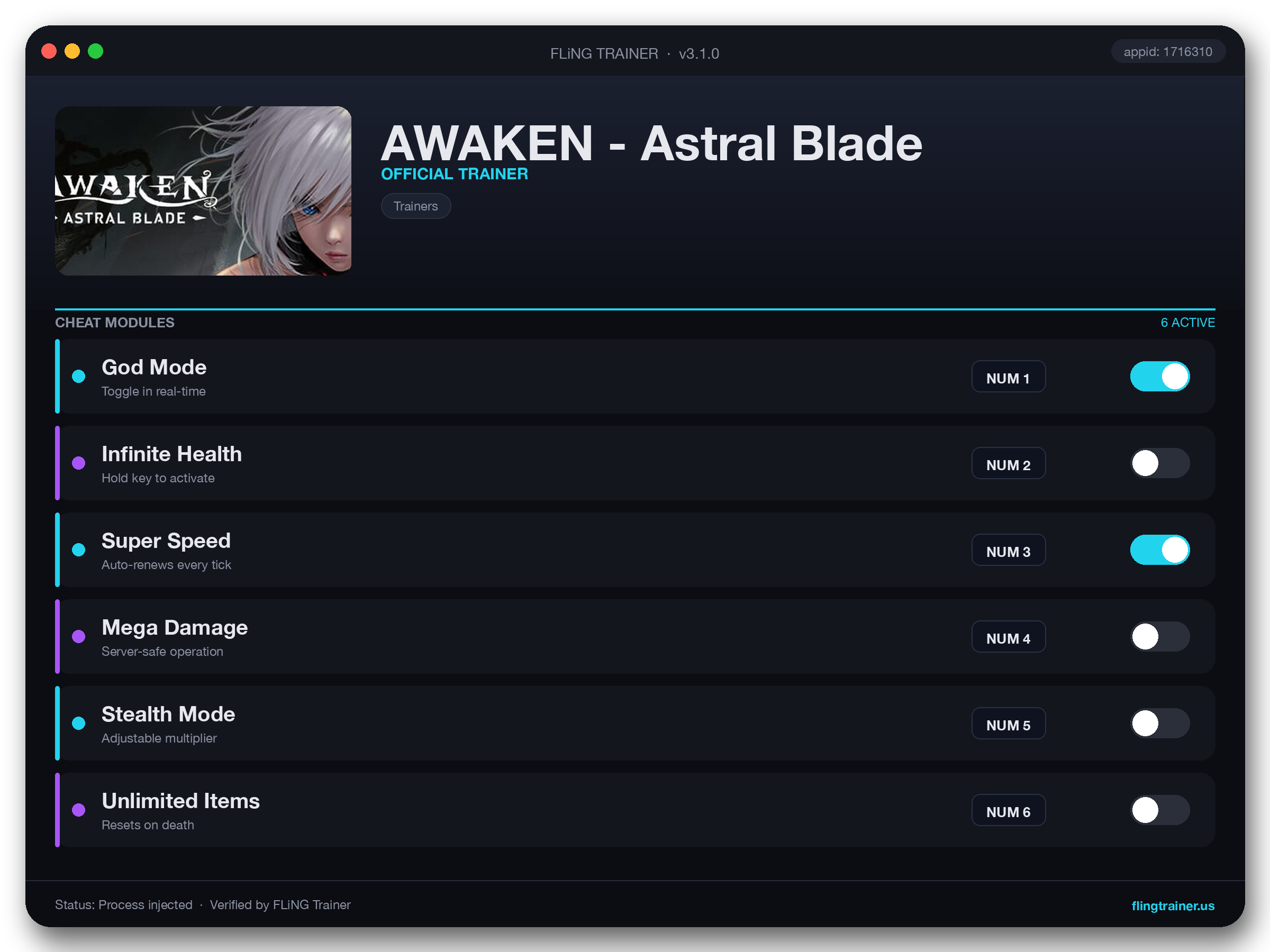 AWAKEN - Astral Blade Trainer interface