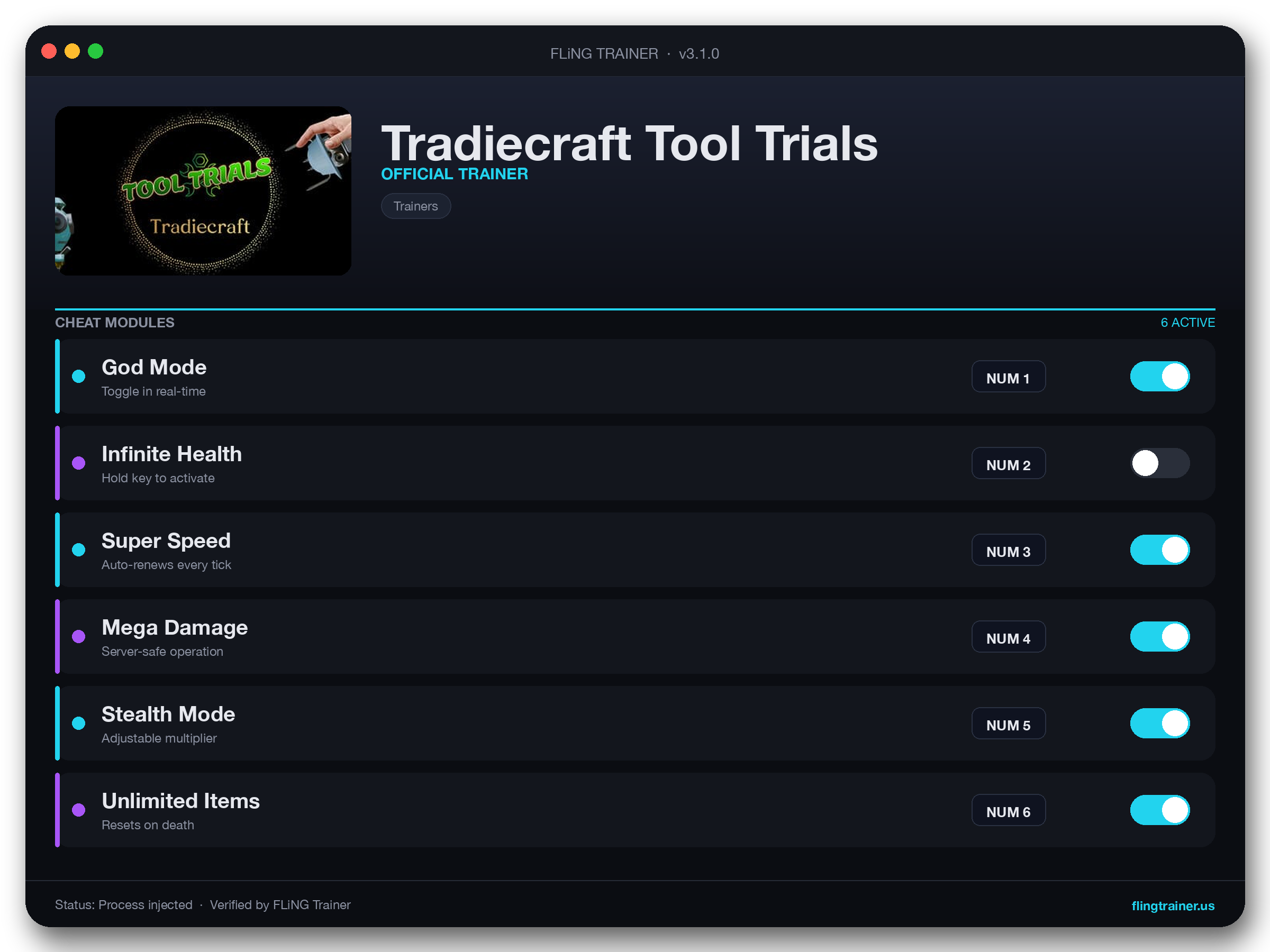 Tradiecraft Tool Trials Trainer interface