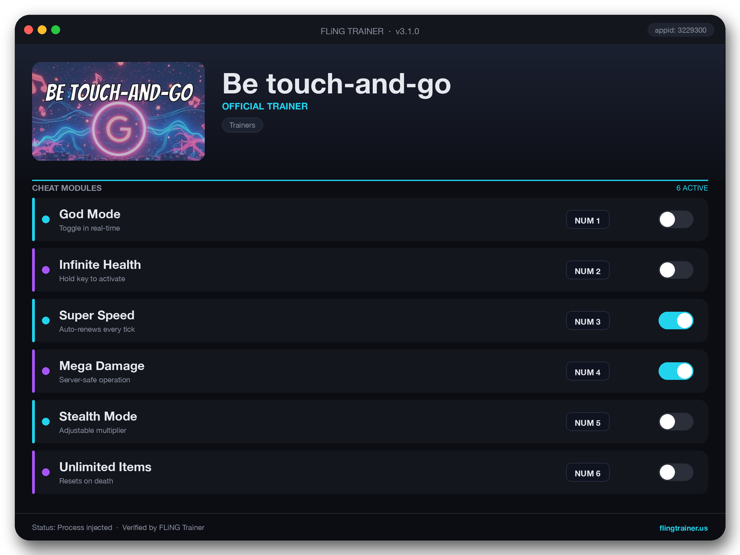 Be touch-and-go Trainer interface