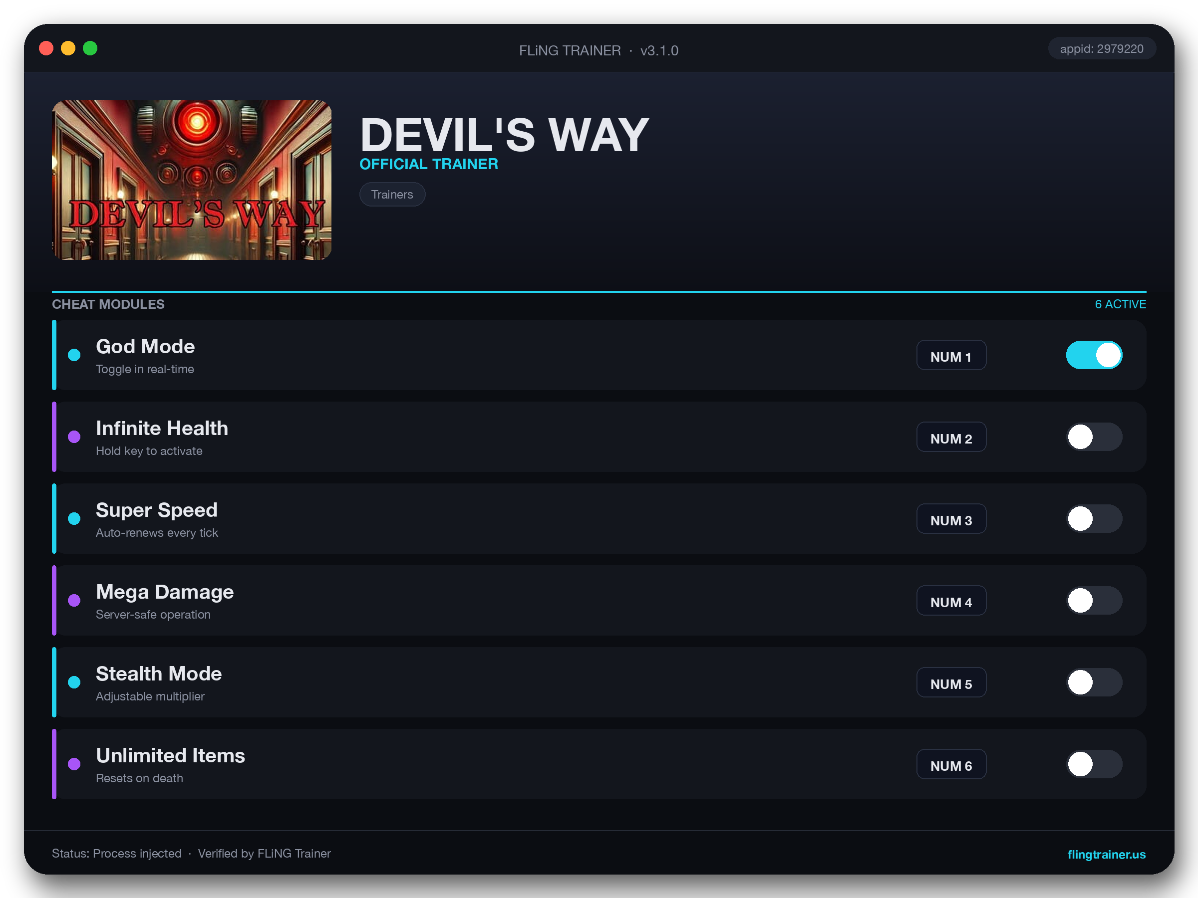DEVIL'S WAY Trainer interface