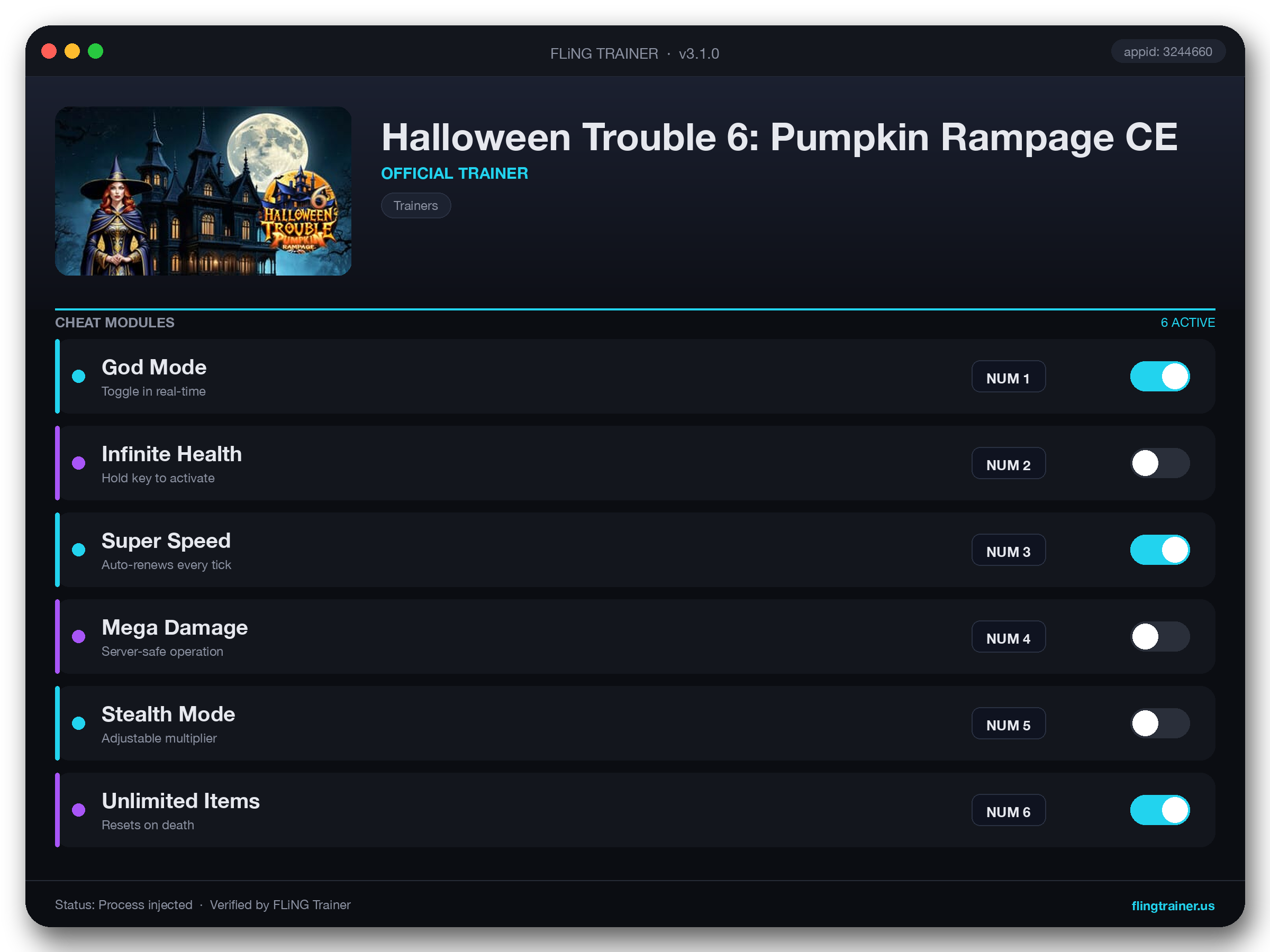 Halloween Trouble 6: Pumpkin Rampage CE Trainer interface