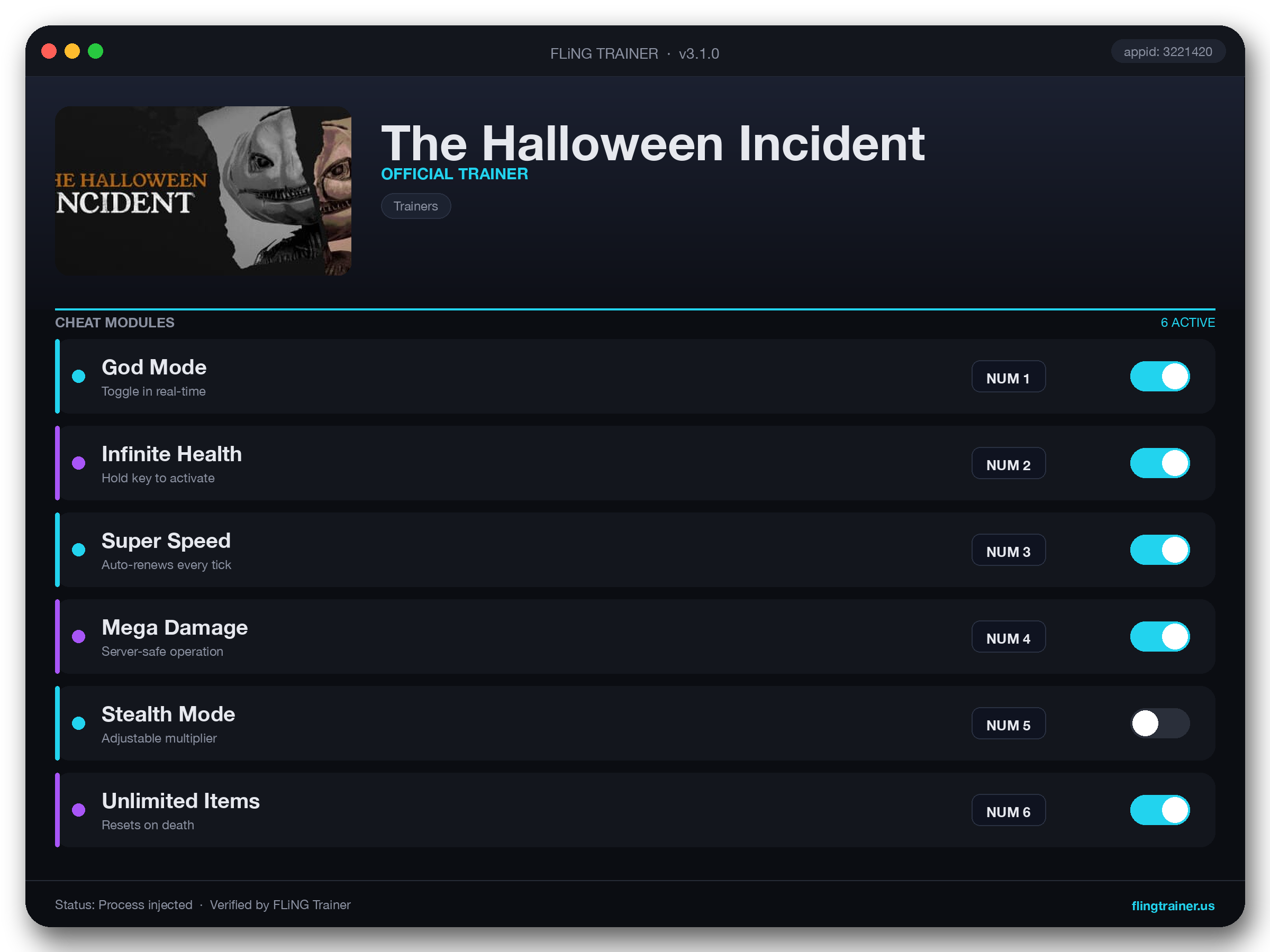 The Halloween Incident Trainer interface