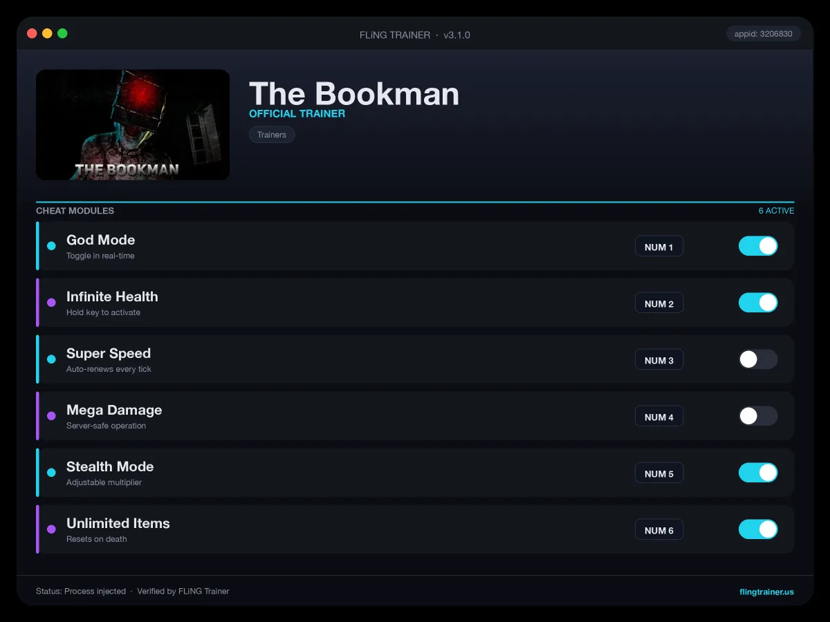 The Bookman Trainer interface