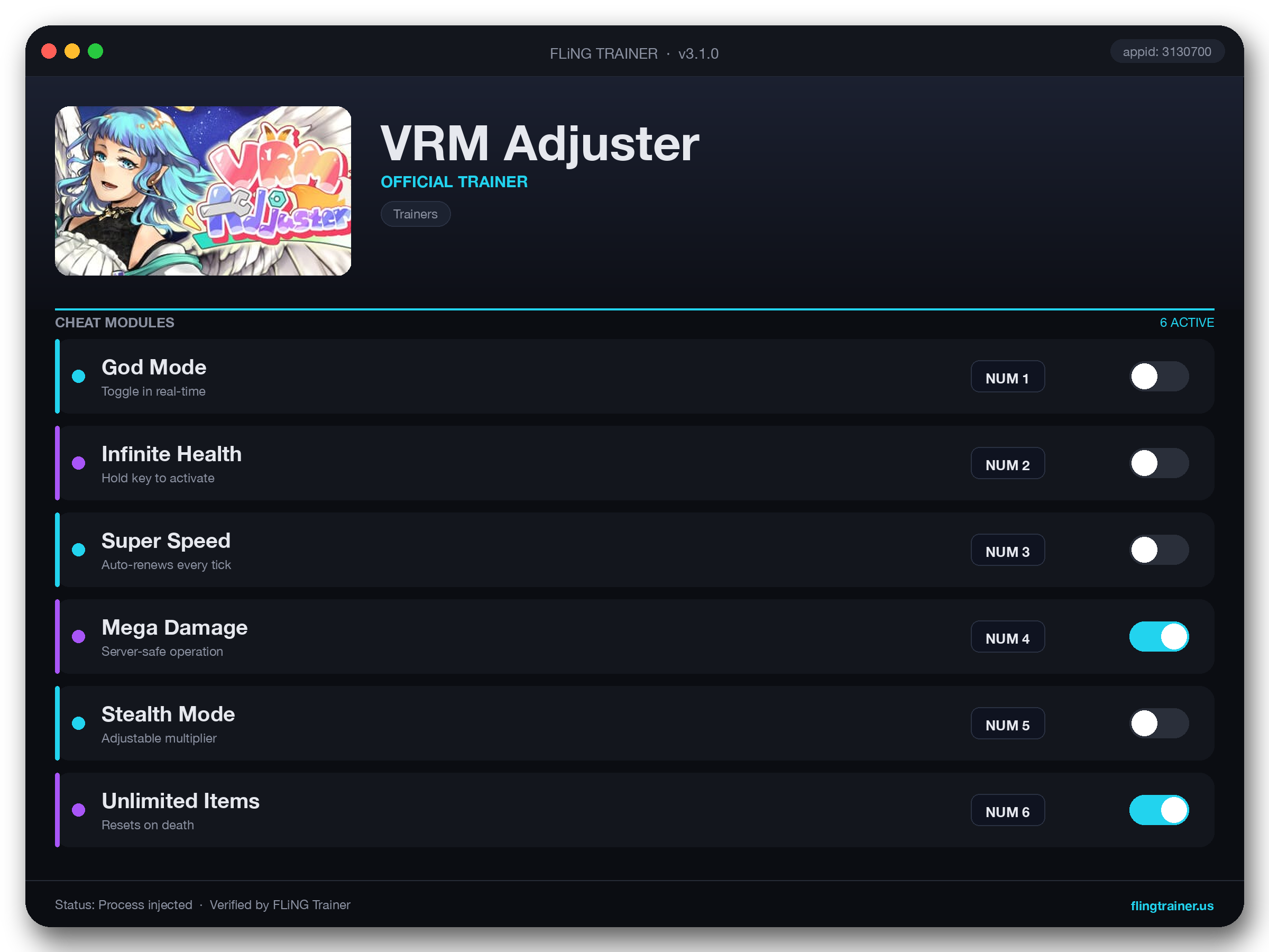 VRM Adjuster Trainer interface
