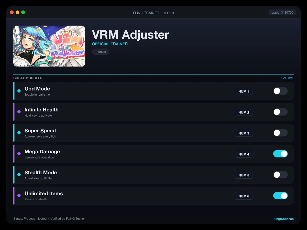 VRM Adjuster Trainer interface