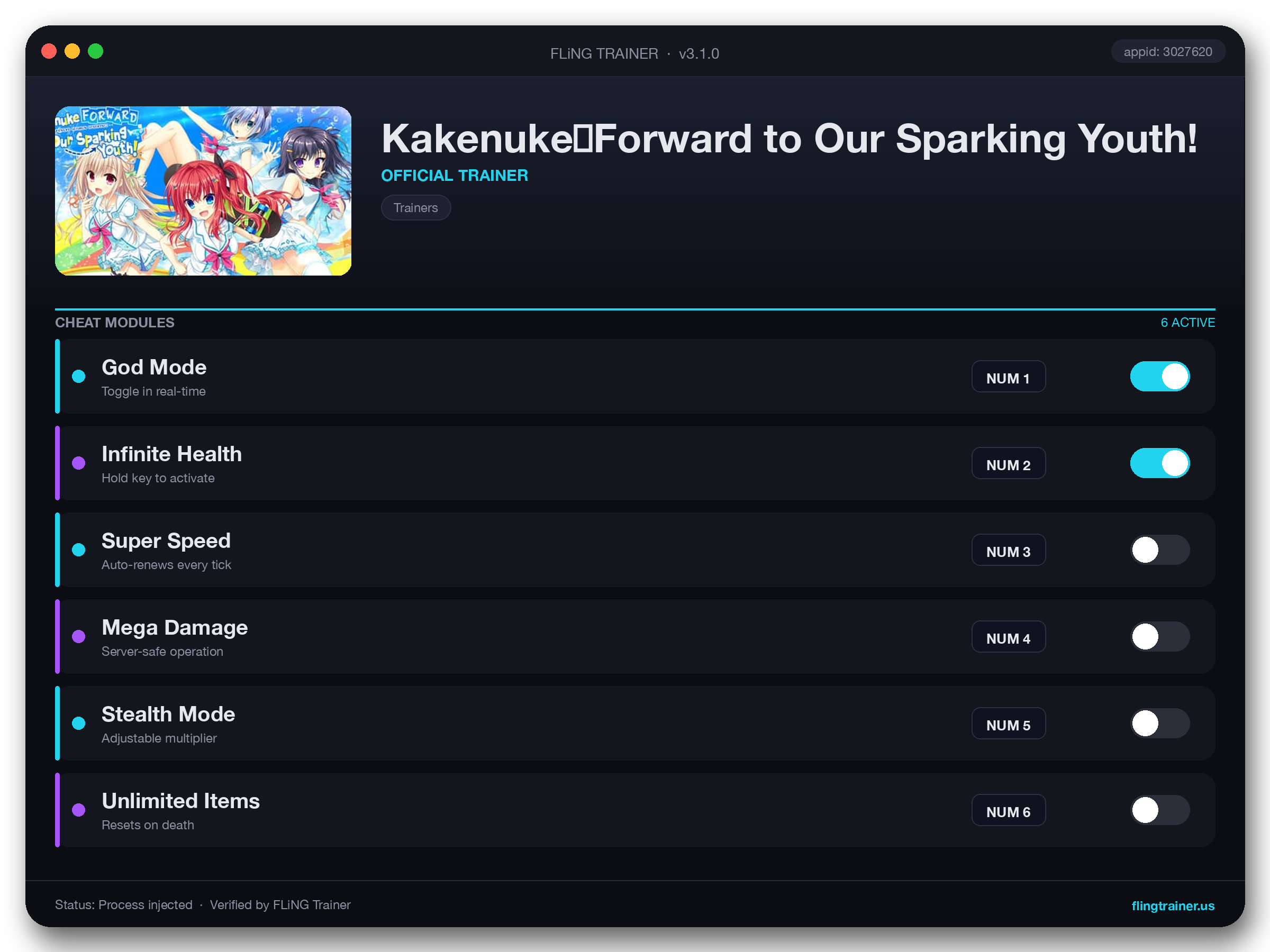 Kakenuke★Forward to Our Sparking Youth! Trainer interface