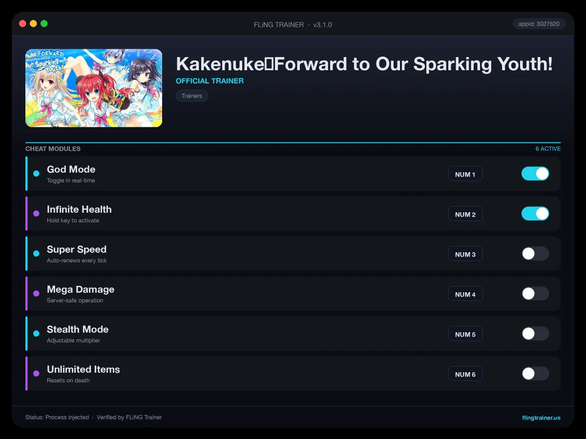 Kakenuke★Forward to Our Sparking Youth! Trainer interface
