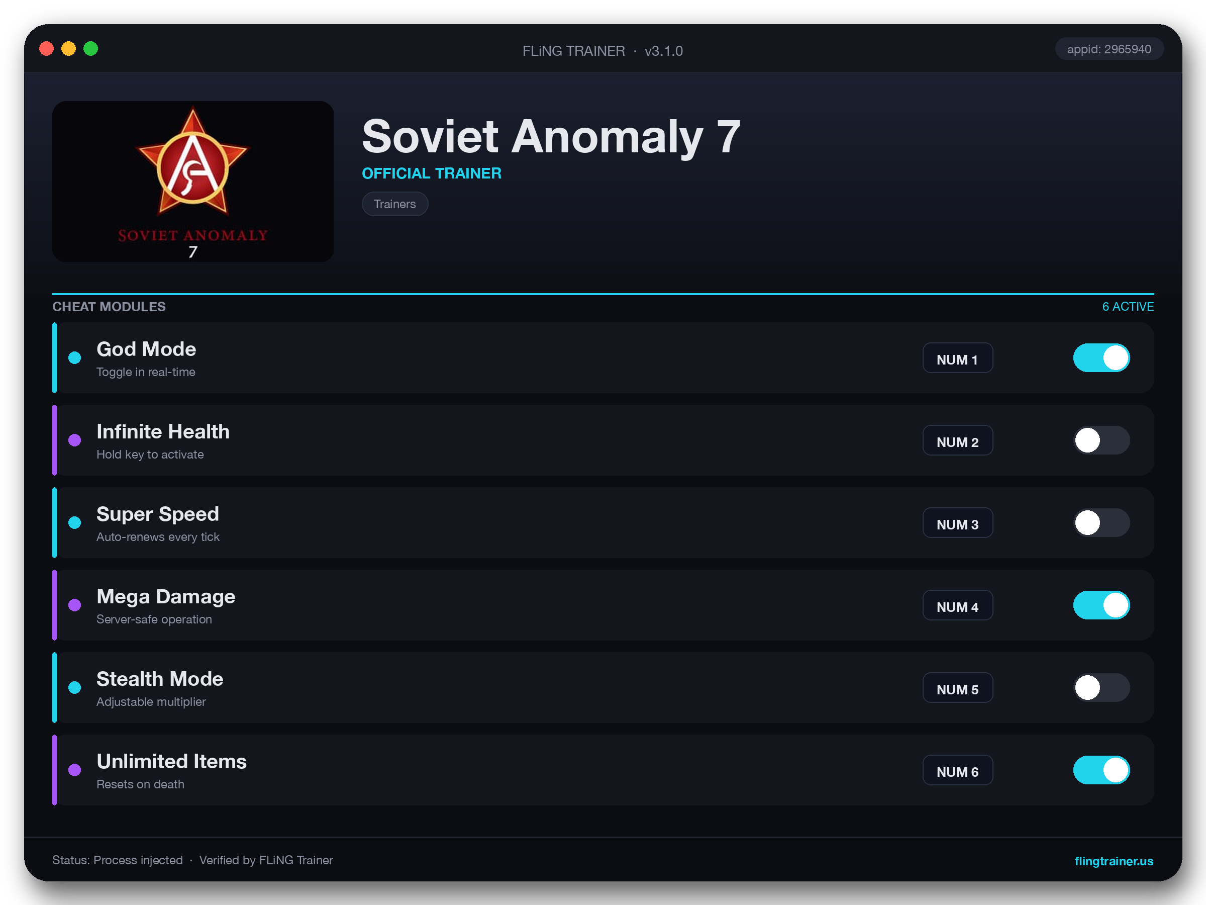 Soviet Anomaly 7 Trainer interface