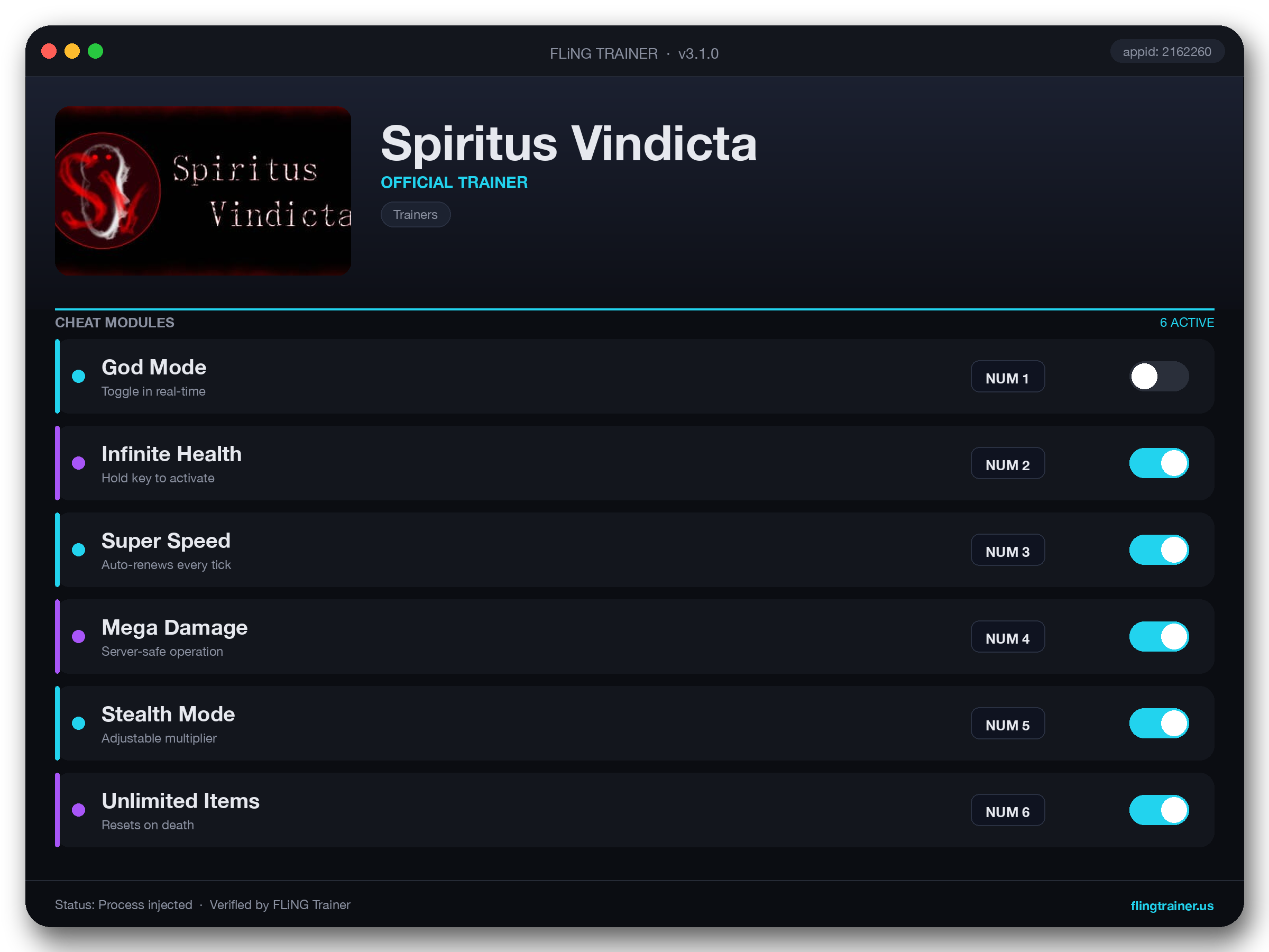 Spiritus Vindicta Trainer interface