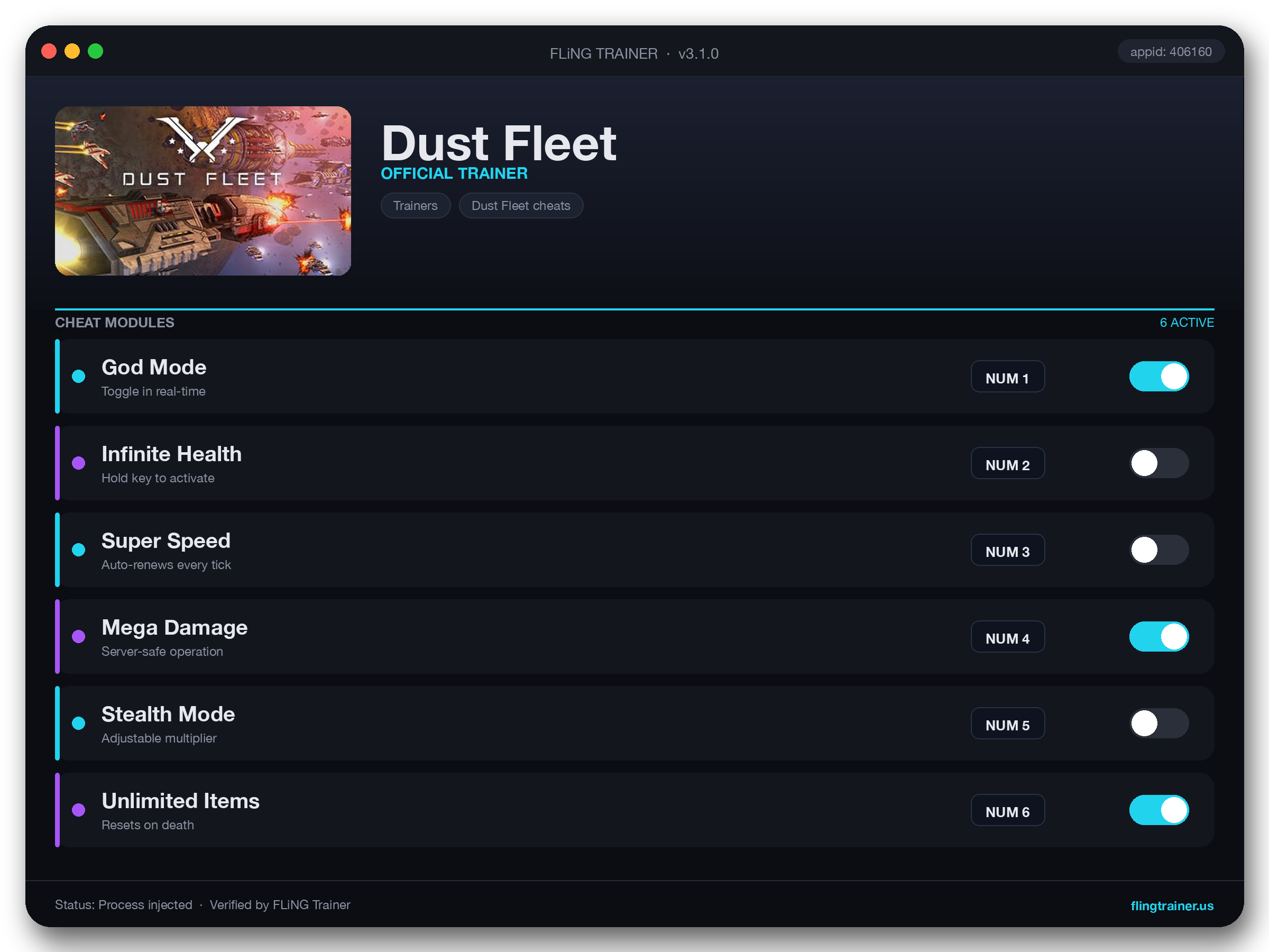 Dust Fleet Trainer interface
