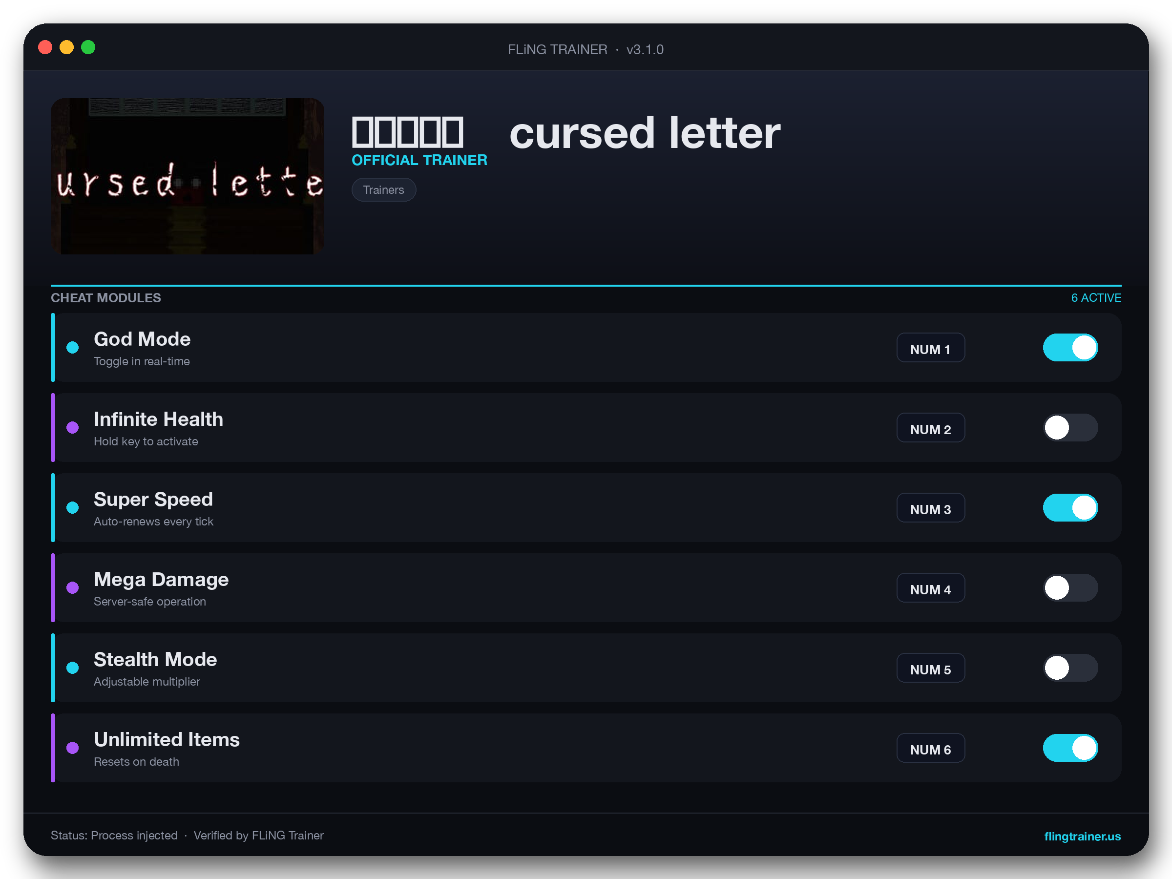 呪いの手紙 cursed letter Trainer interface