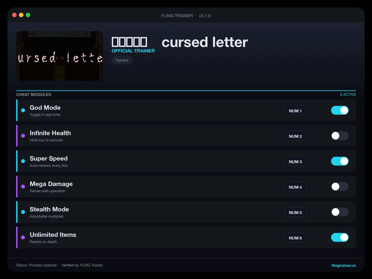 呪いの手紙 cursed letter Trainer interface