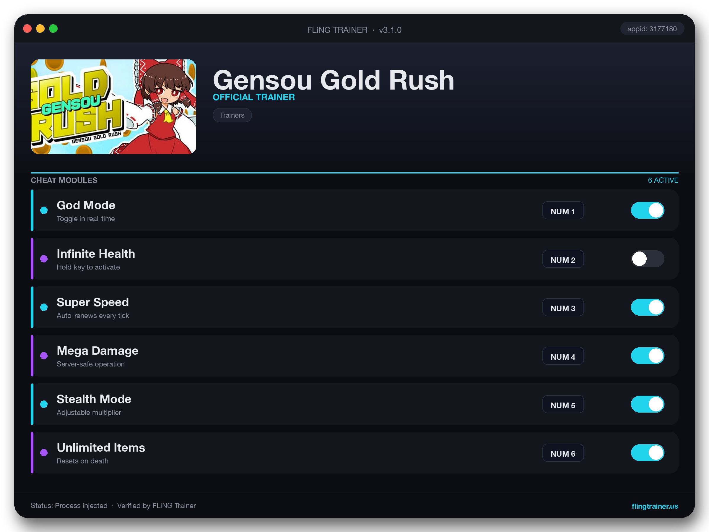Gensou Gold Rush Trainer interface