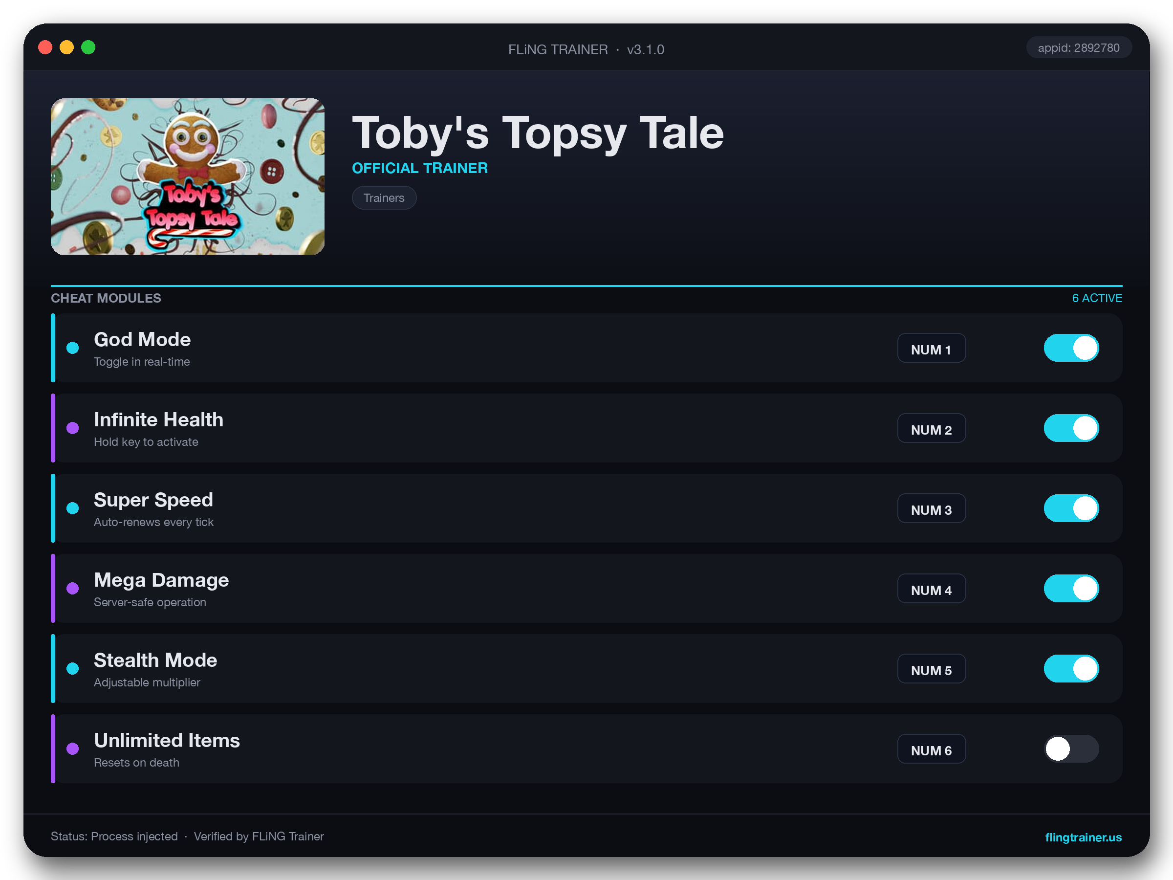 Toby's Topsy Tale Trainer interface