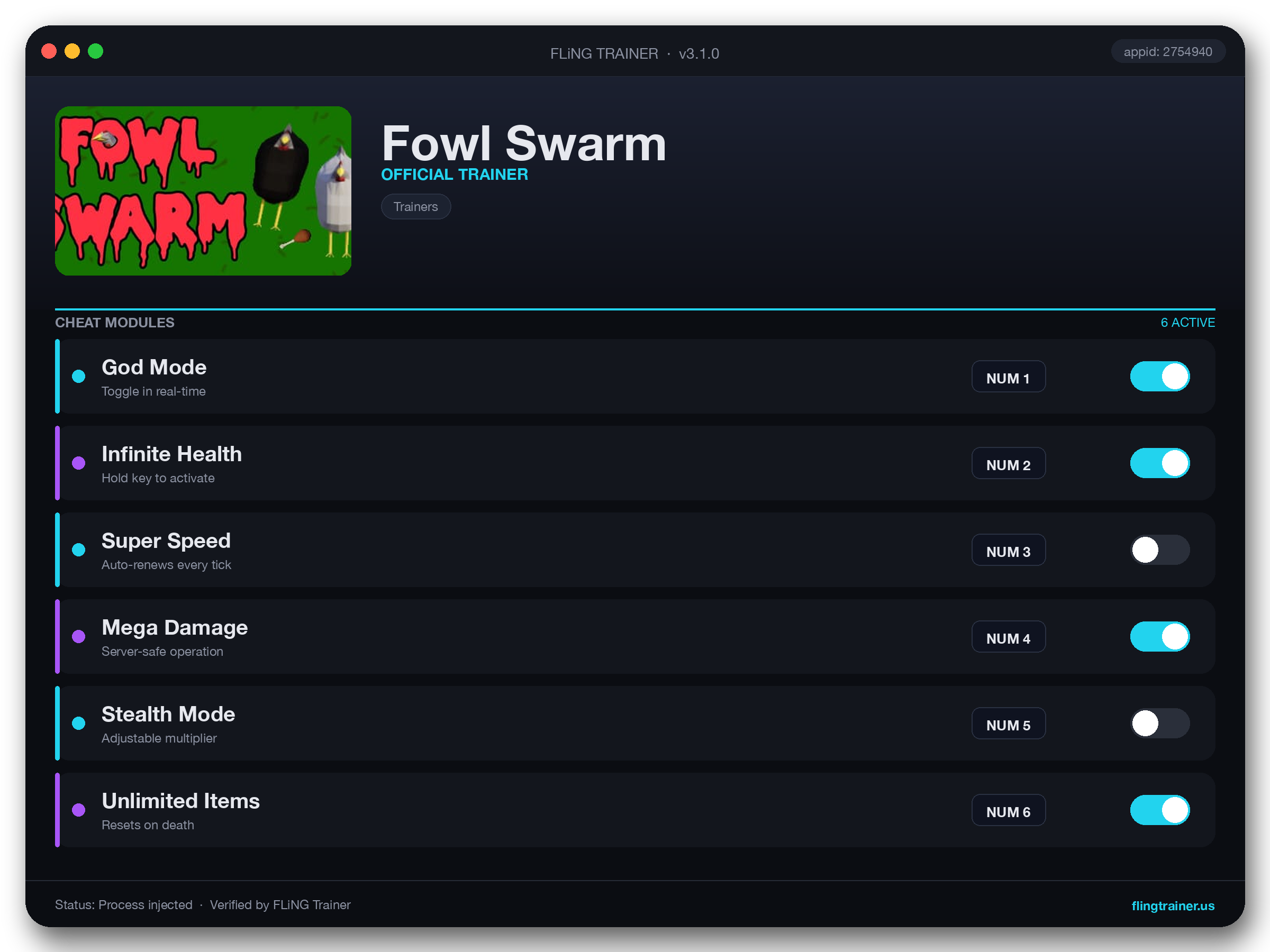 Fowl Swarm Trainer interface