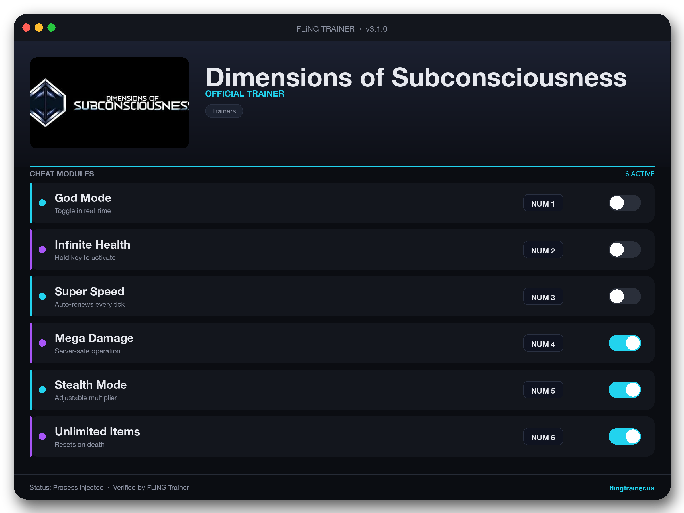 Dimensions of Subconsciousness Trainer interface
