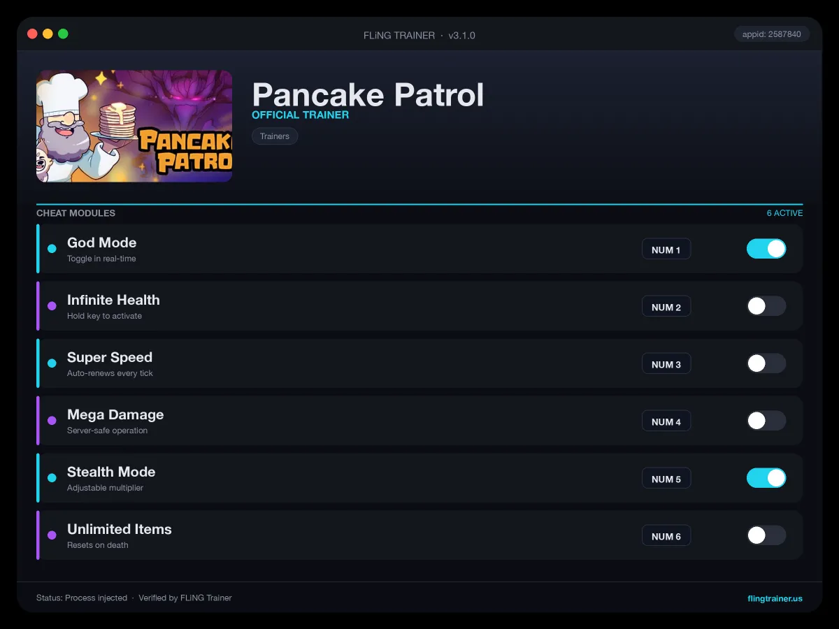 Pancake Patrol Trainer interface