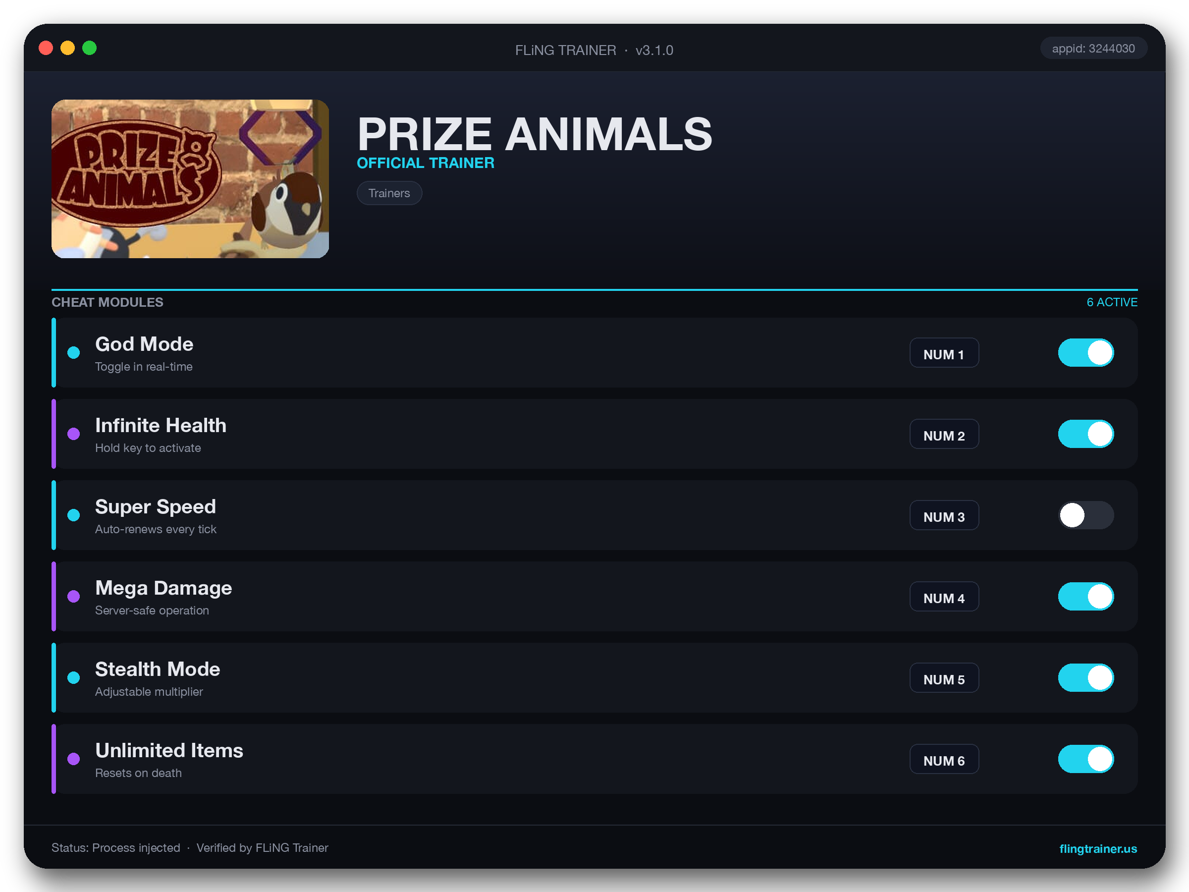 PRIZE ANIMALS Trainer interface