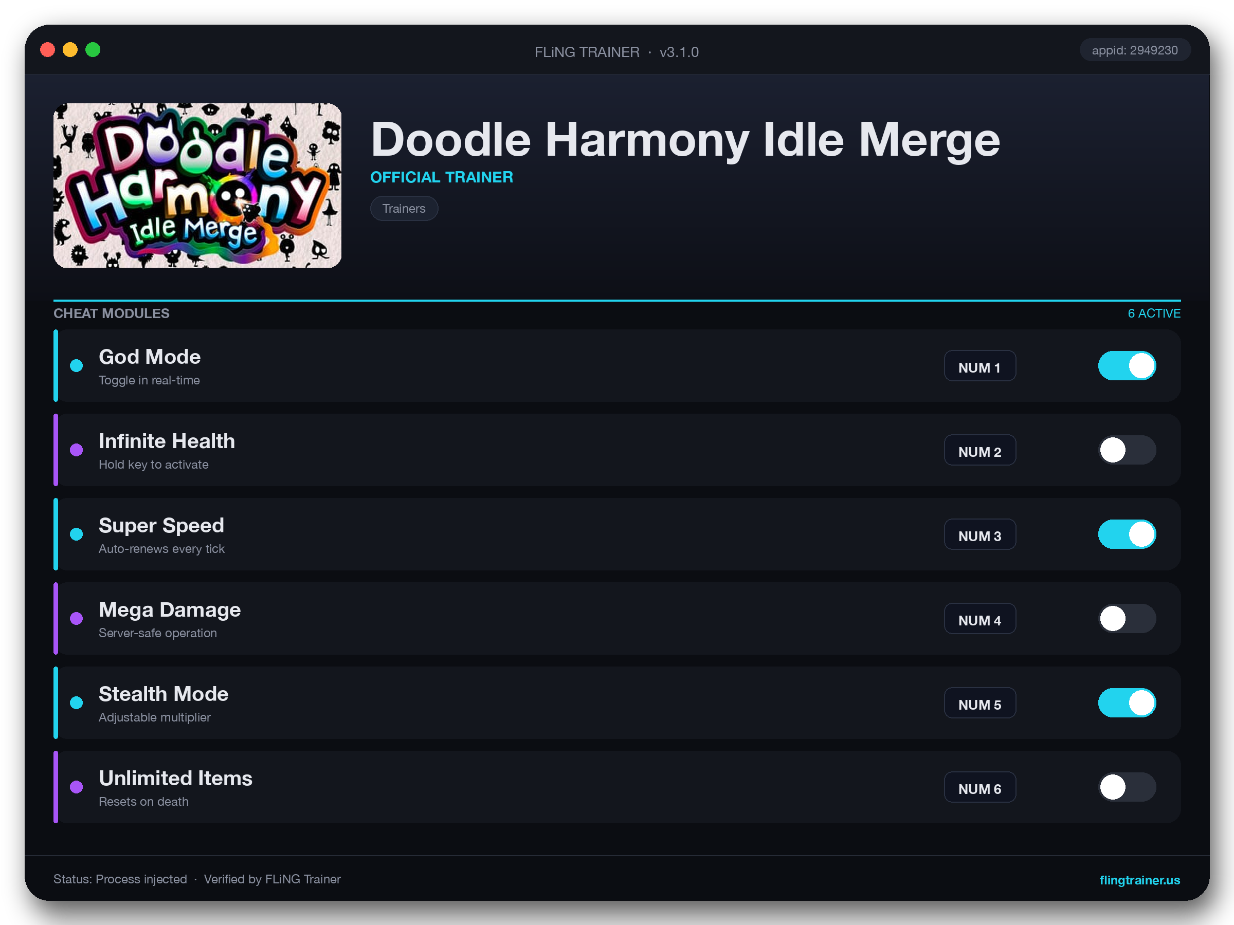 Doodle Harmony Idle Merge Trainer interface