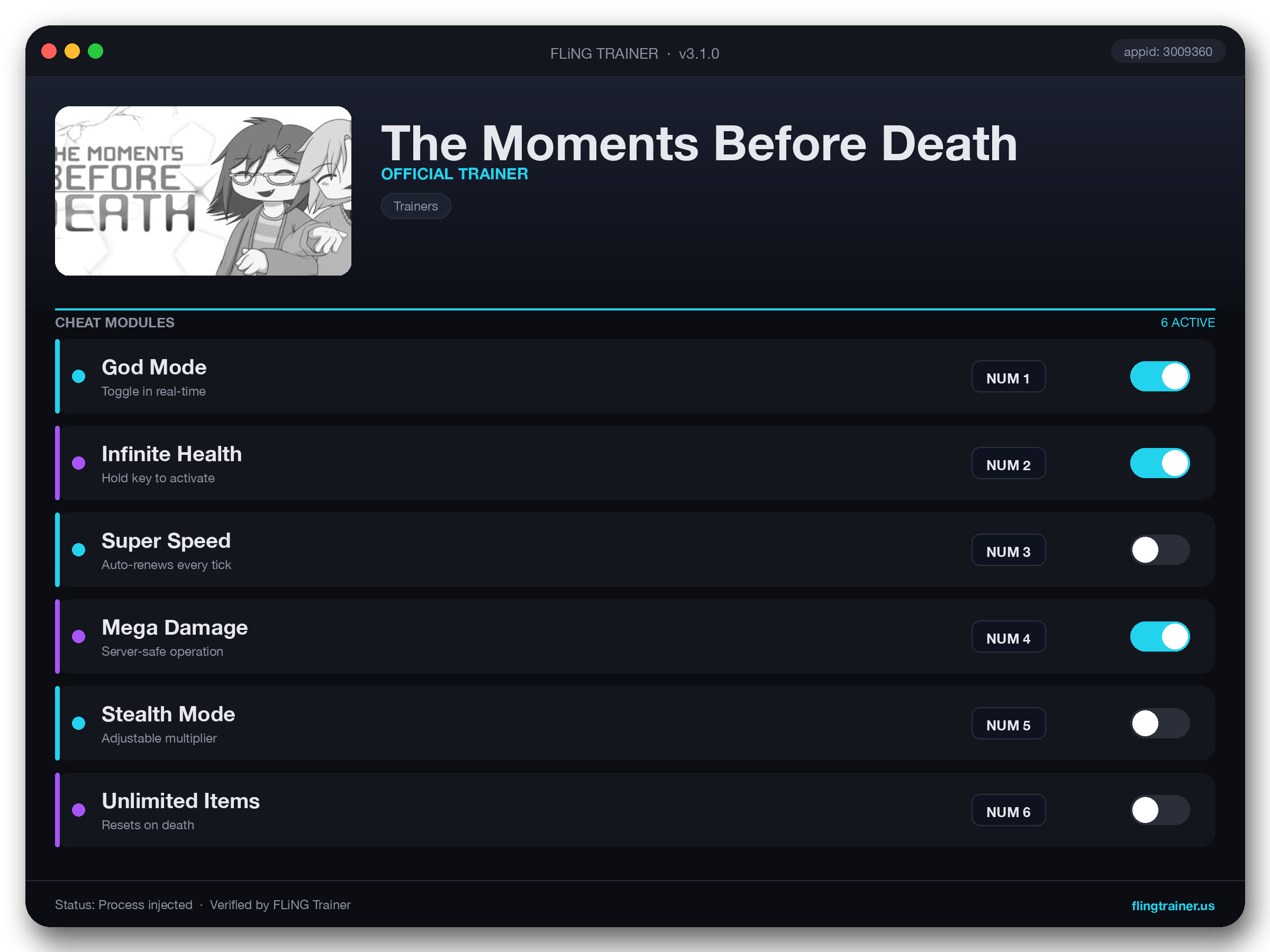 The Moments Before Death Trainer interface