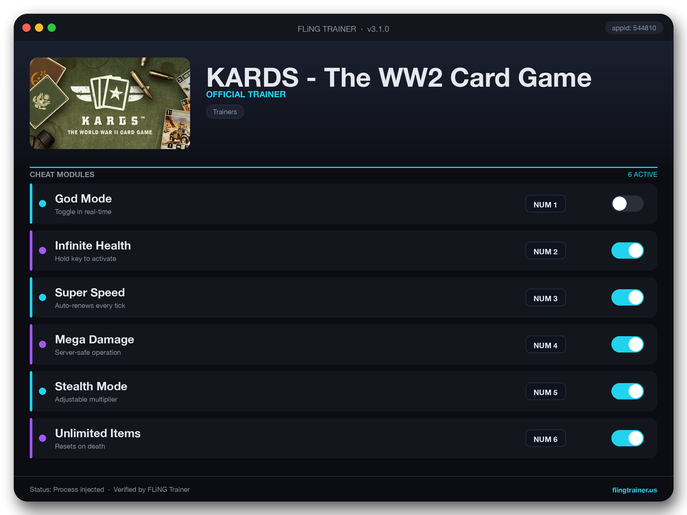 KARDS - The WW2 Card Game Trainer interface