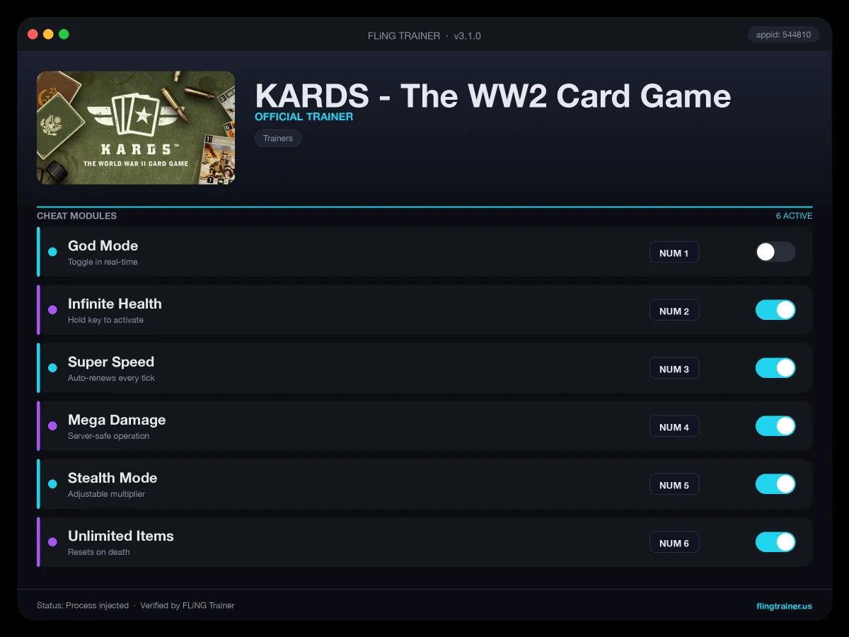 KARDS - The WW2 Card Game Trainer interface