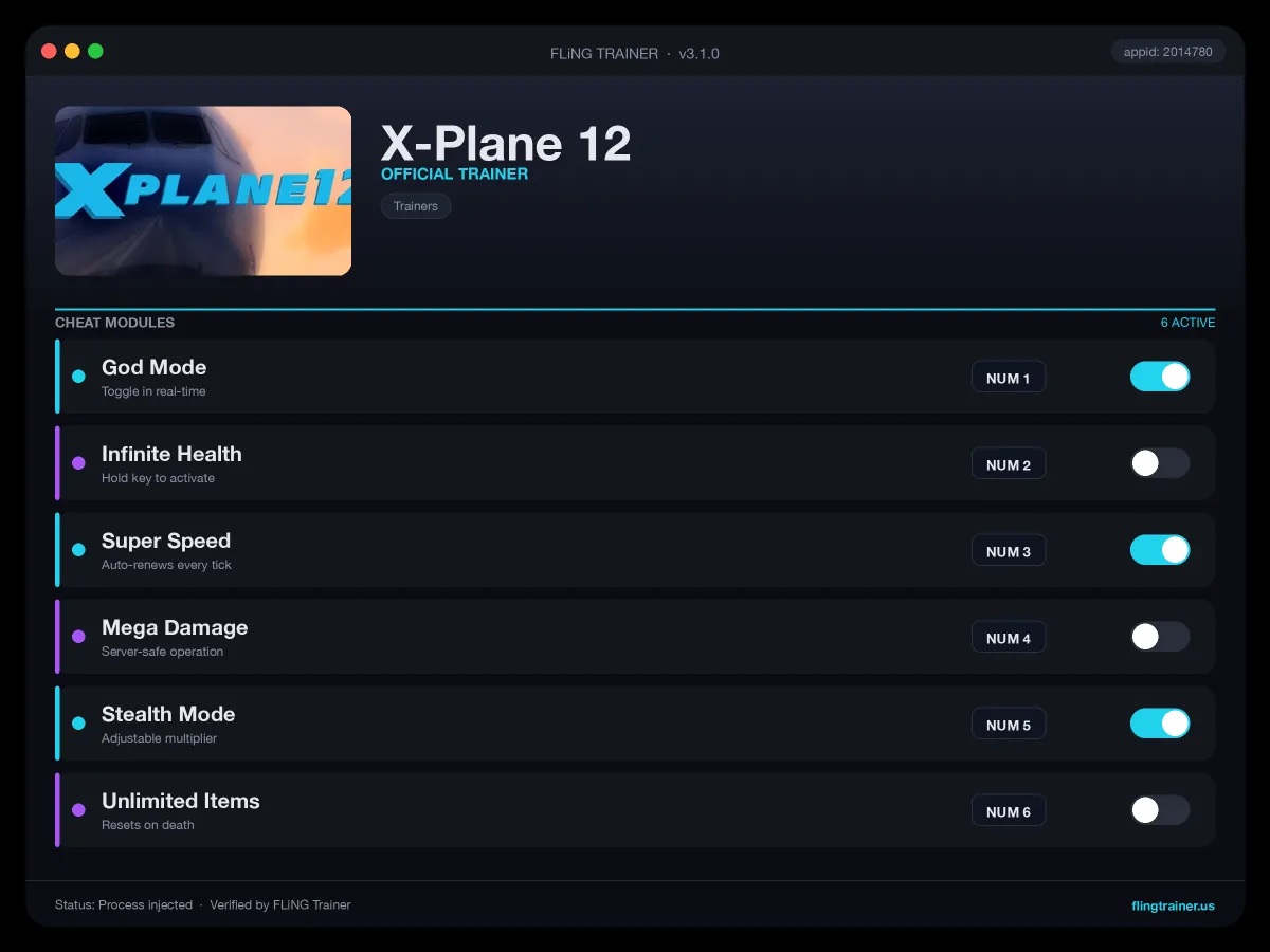 X-Plane 12 Trainer interface