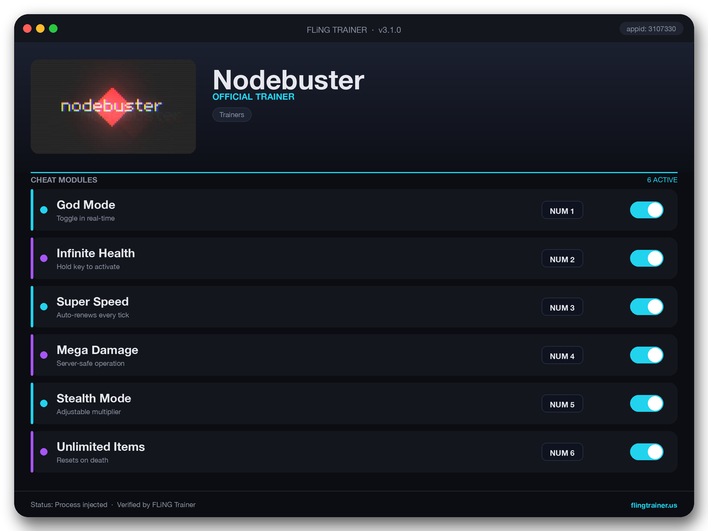 Nodebuster Trainer interface