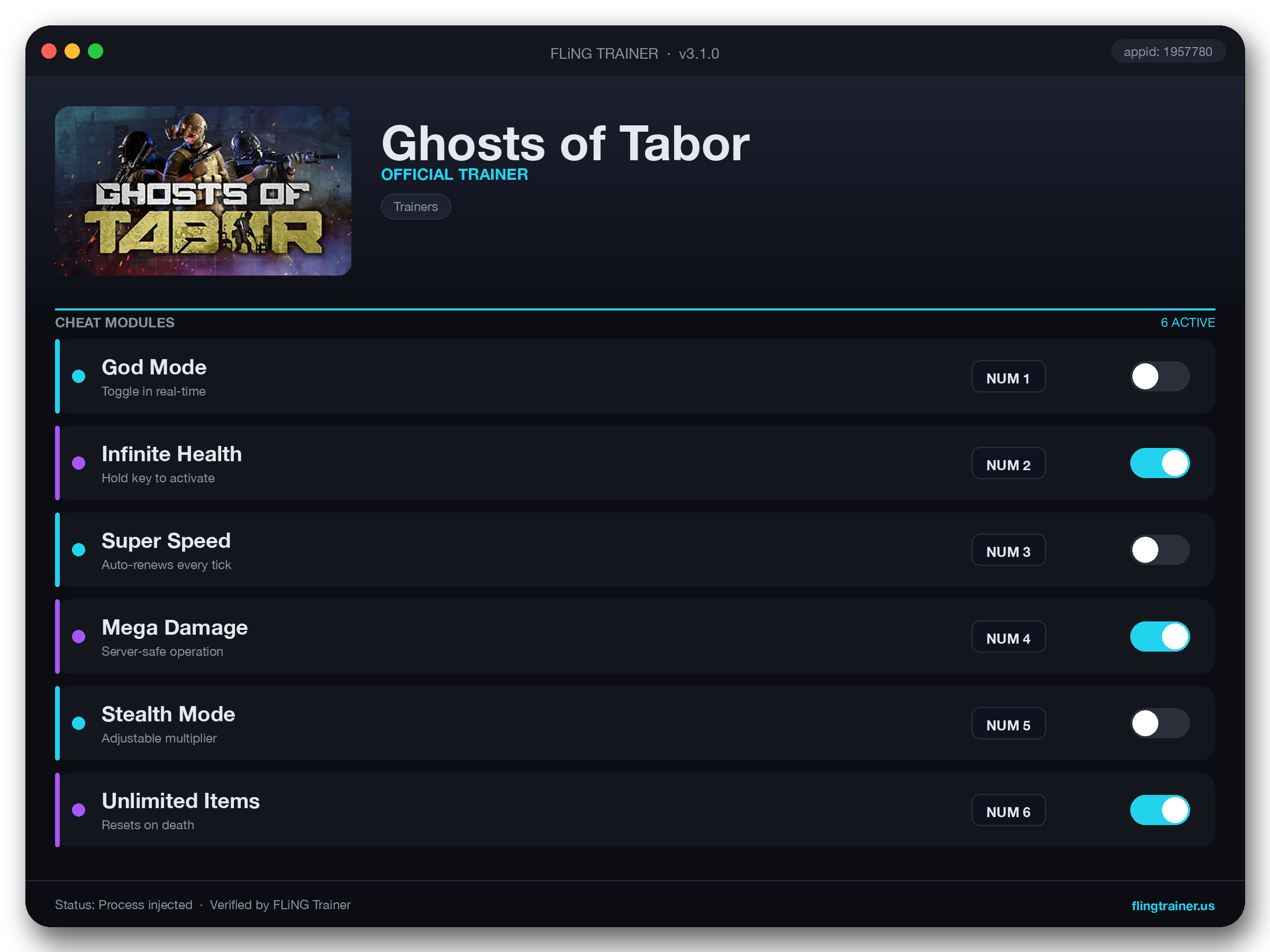 Ghosts of Tabor Trainer interface