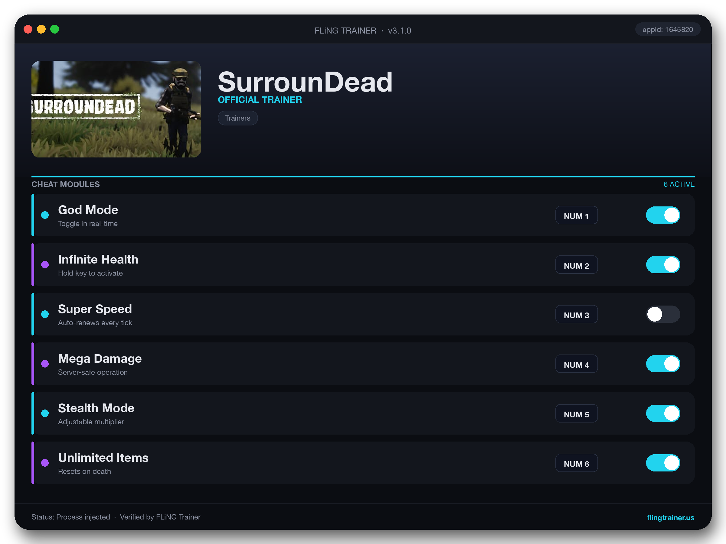 SurrounDead Trainer interface