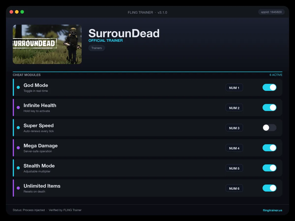 SurrounDead Trainer interface