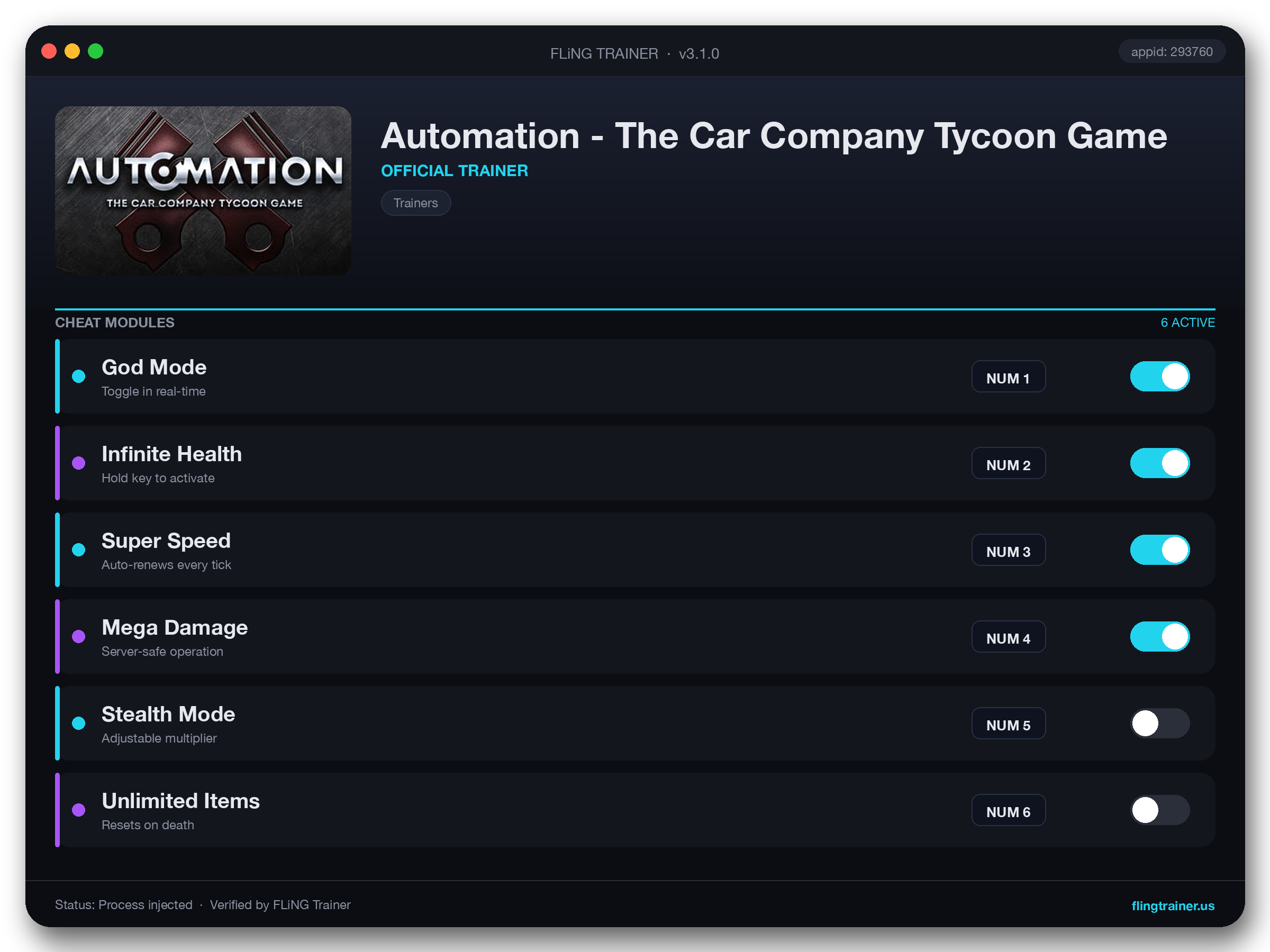 Automation - The Car Company Tycoon Game Trainer interface