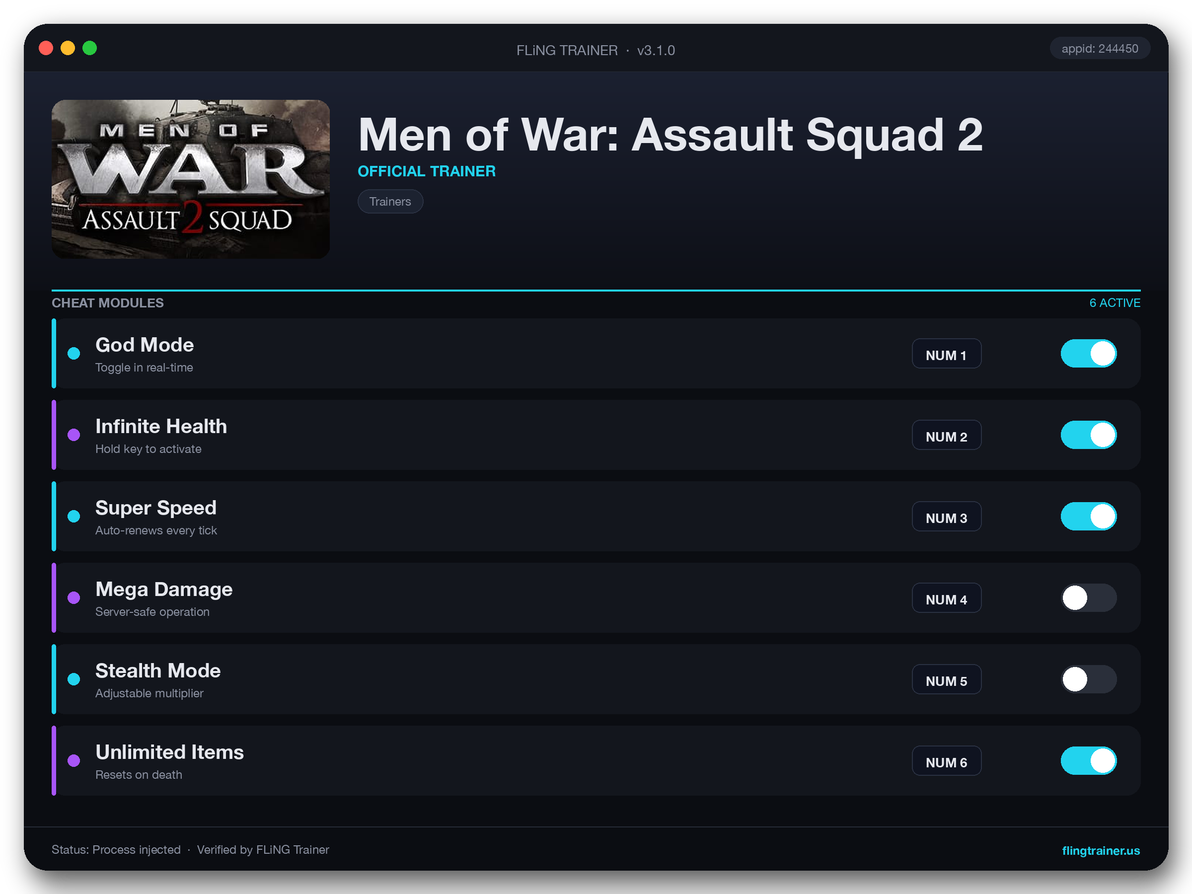 Men of War: Assault Squad 2 Trainer interface