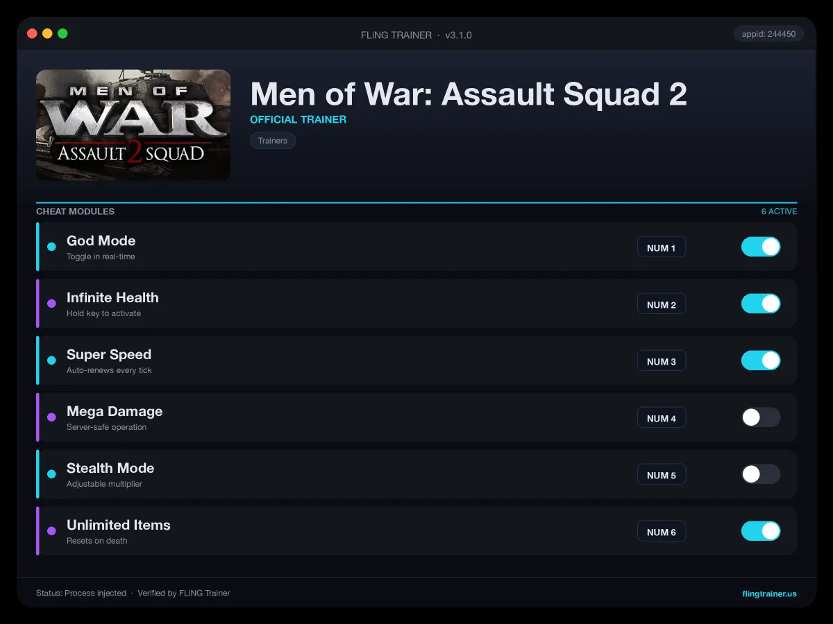 Men of War: Assault Squad 2 Trainer interface