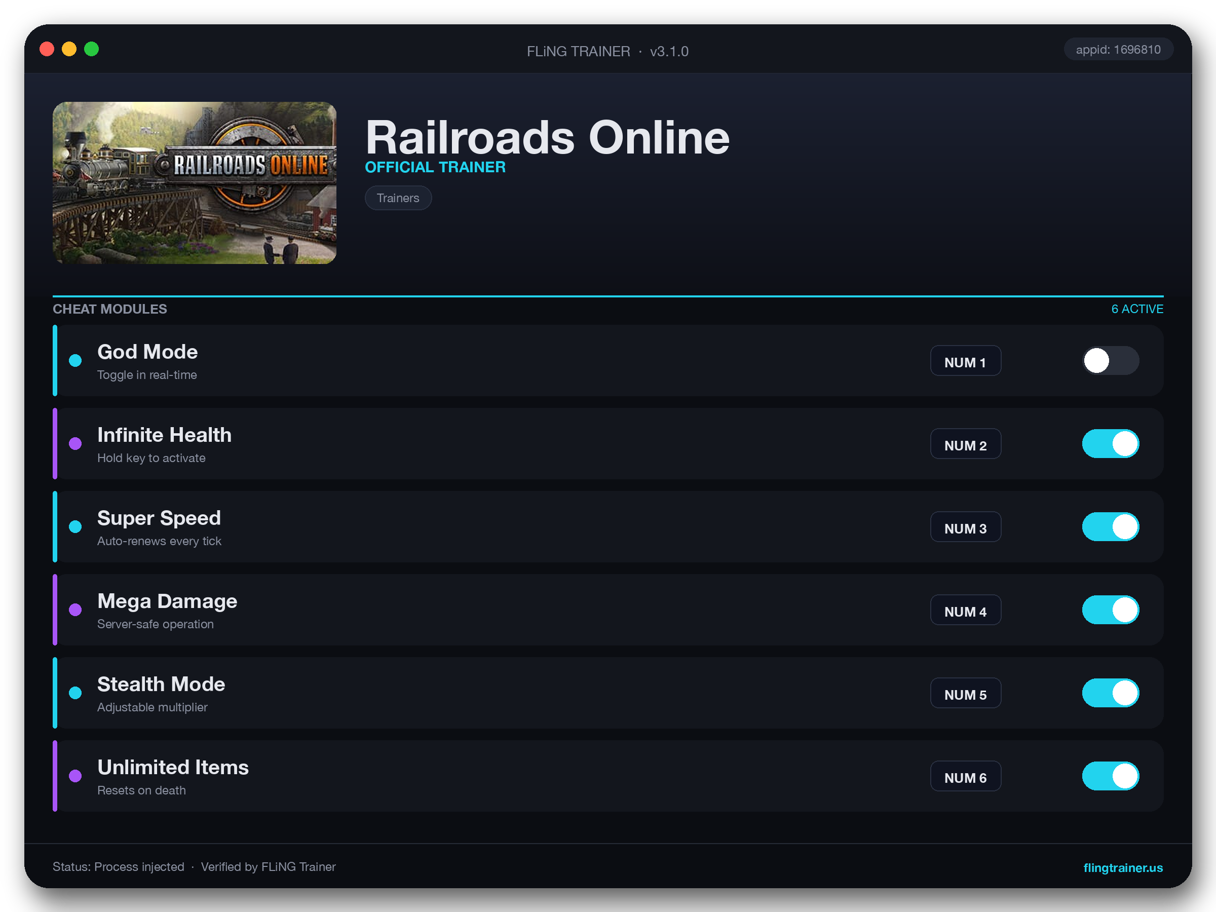 Railroads Online Trainer interface
