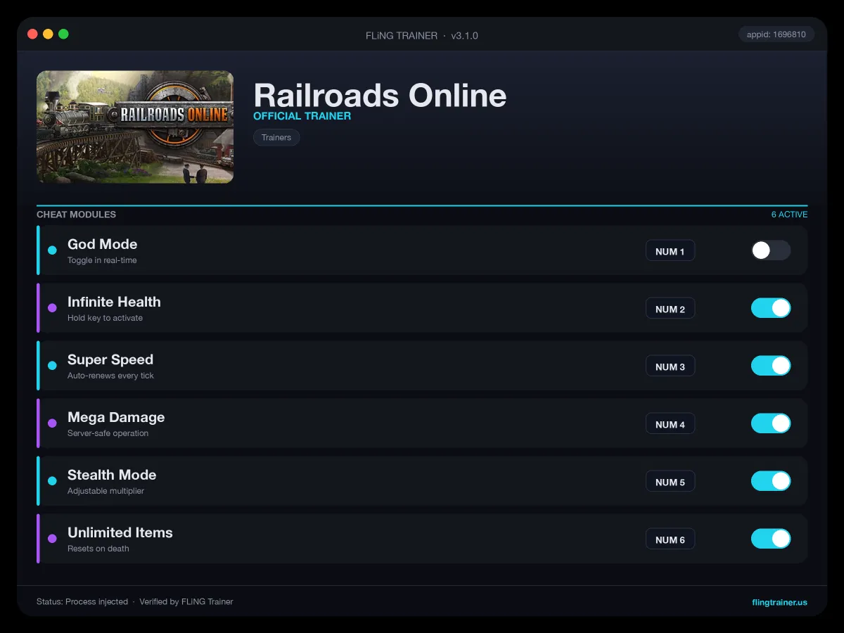 Railroads Online Trainer interface