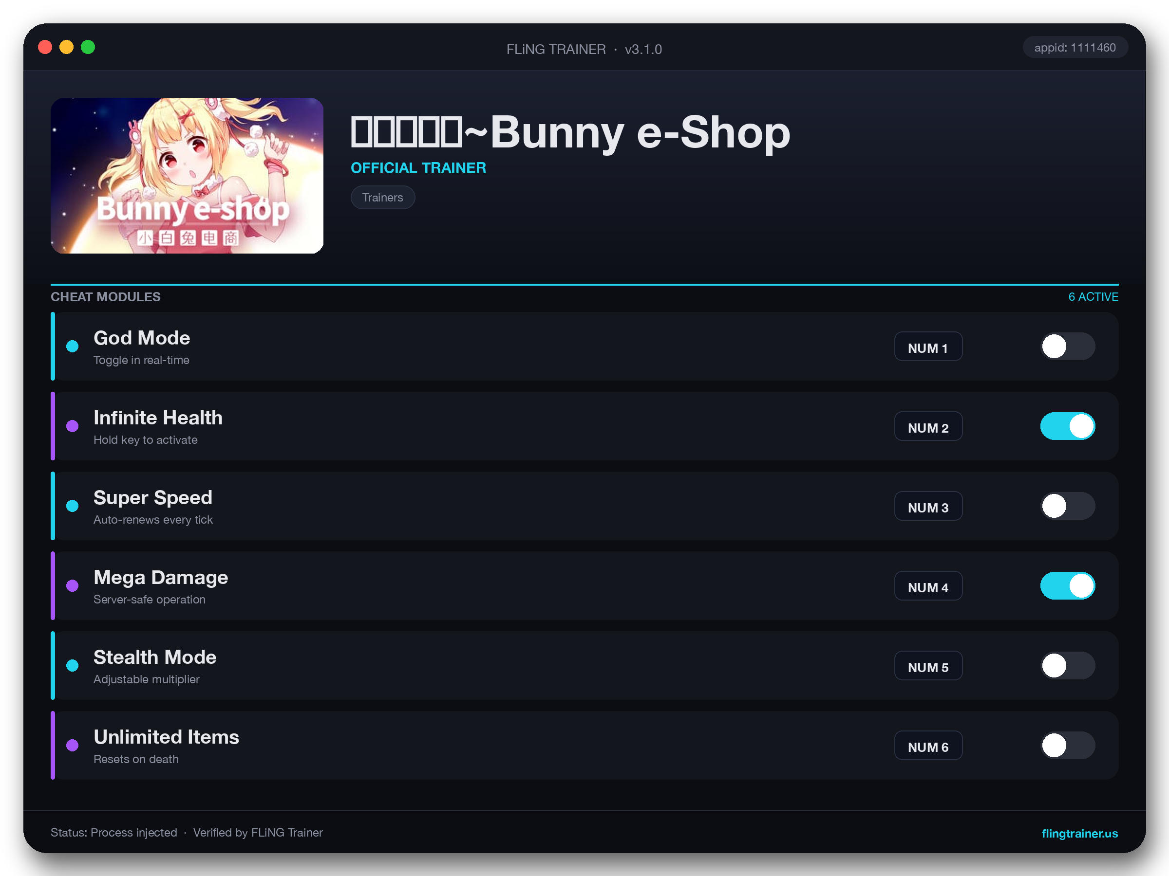 小白兔电商~Bunny e-Shop Trainer interface