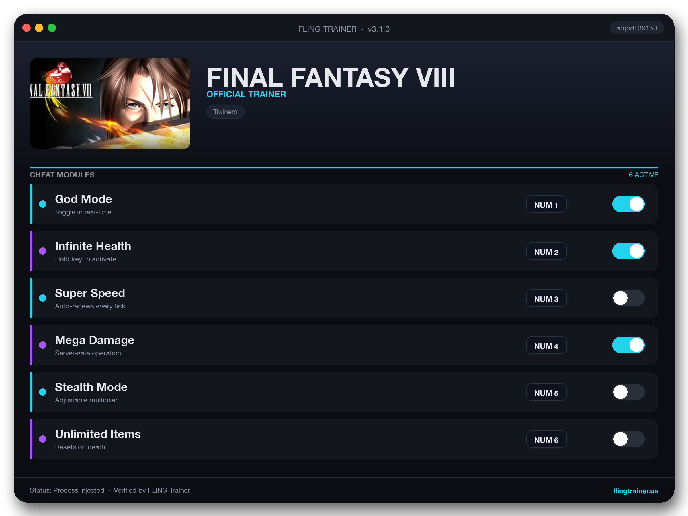 FINAL FANTASY VIII Trainer interface