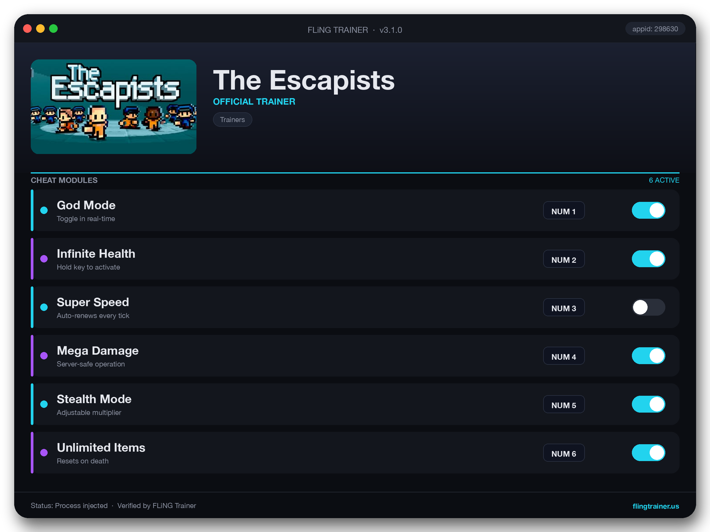 The Escapists Trainer interface