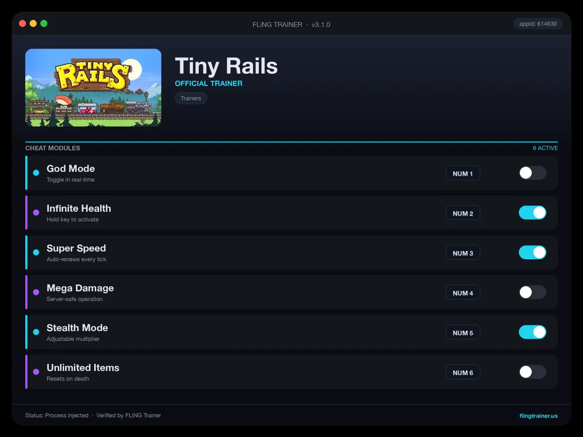 Tiny Rails Trainer interface