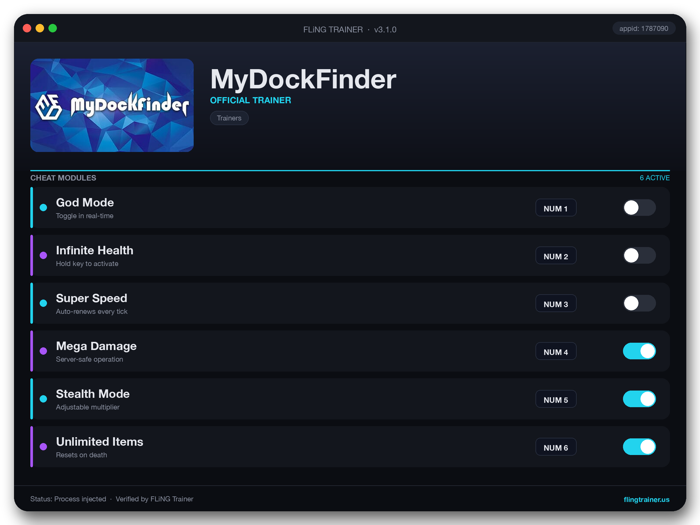 MyDockFinder Trainer interface