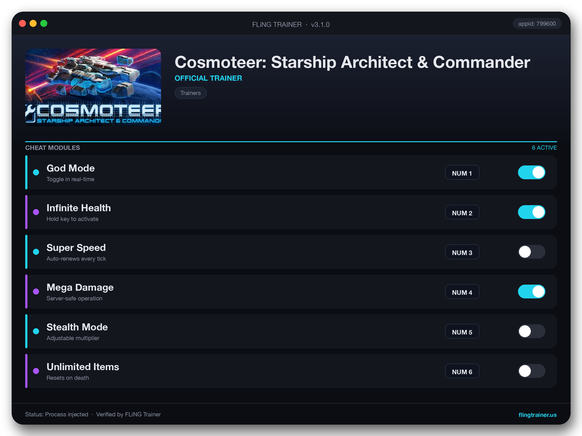 Cosmoteer: Starship Architect & Commander Trainer interface