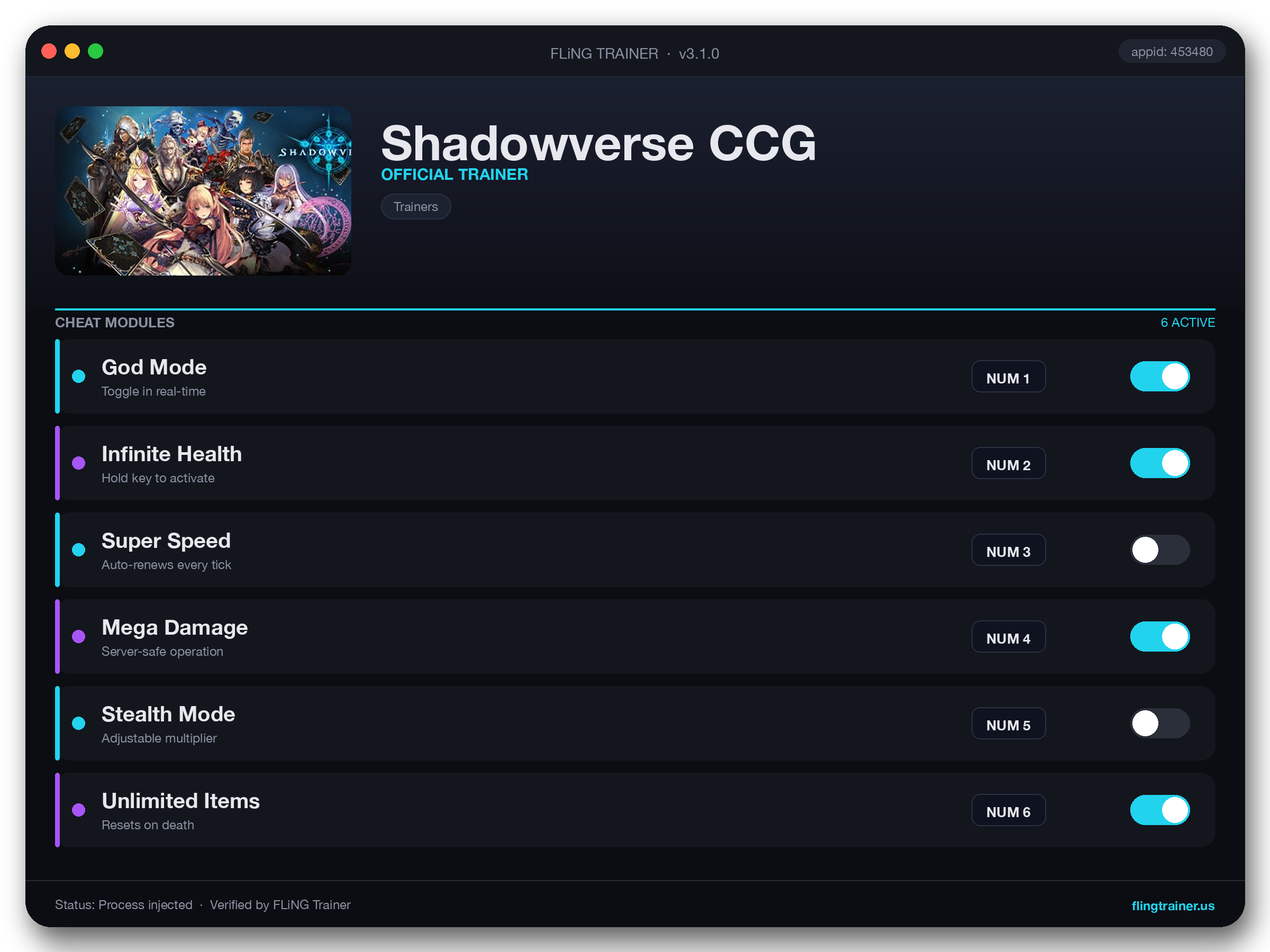 Shadowverse CCG Trainer interface