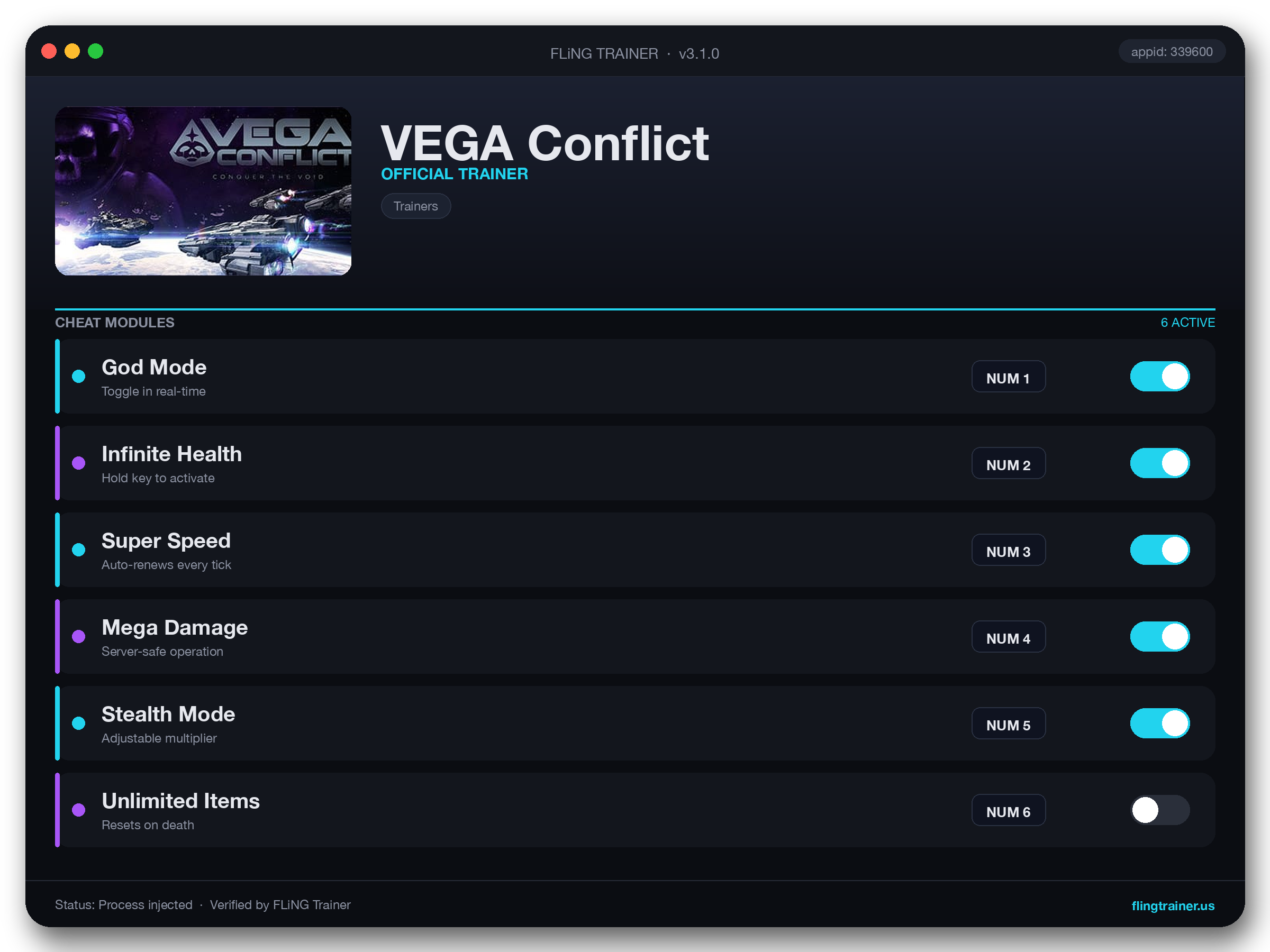 VEGA Conflict Trainer interface