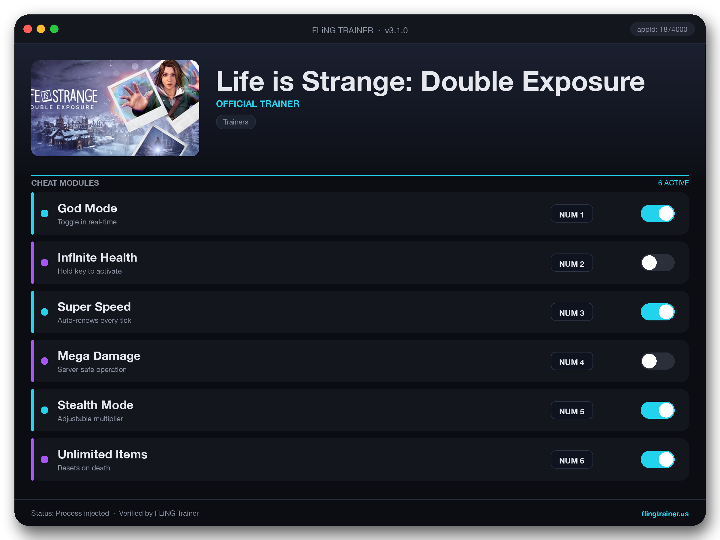 Life is Strange: Double Exposure Trainer interface