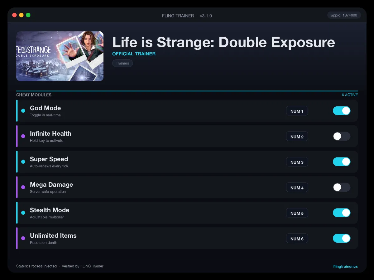 Life is Strange: Double Exposure Trainer interface