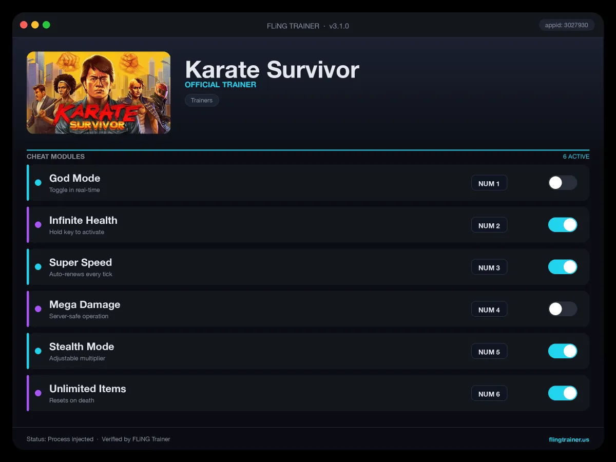 Karate Survivor Trainer interface