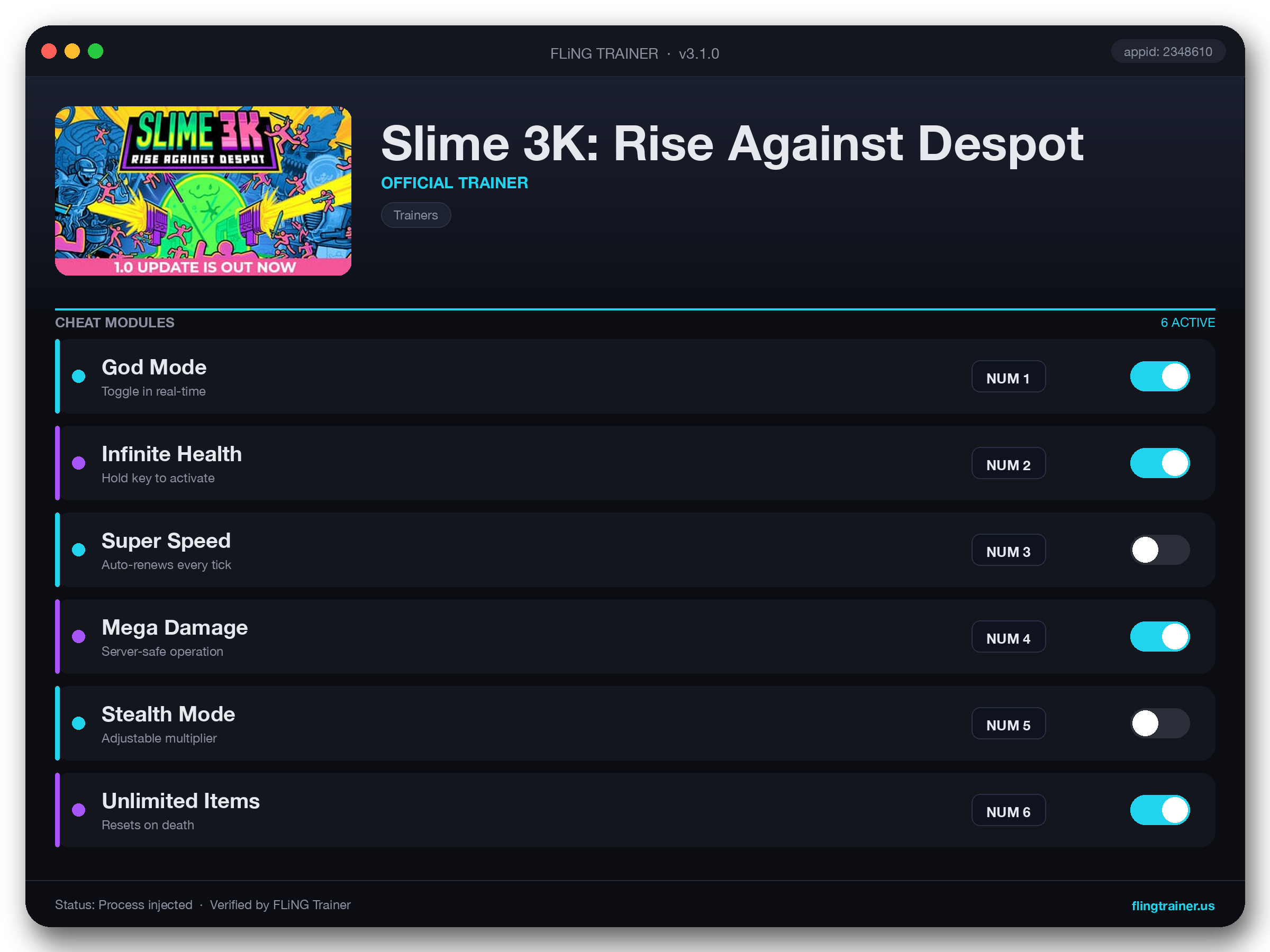 Slime 3K: Rise Against Despot Trainer interface